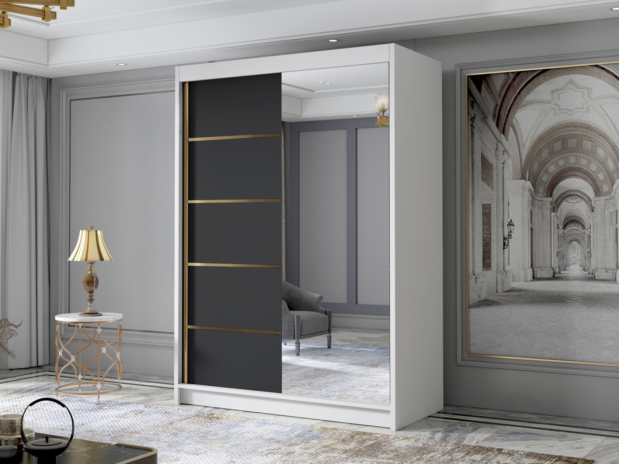 Armoire Closico Fornix III (Blanc + Noir)