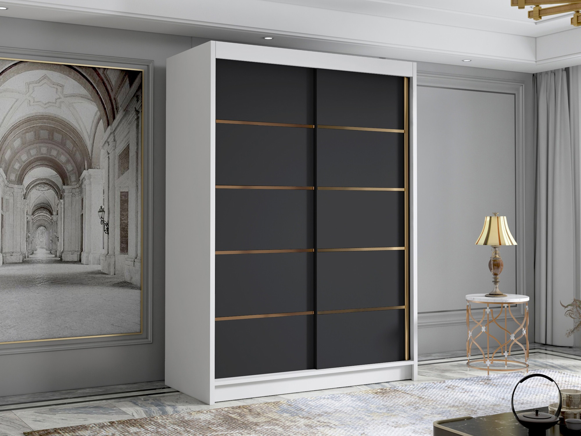 Armoire Closico Fornix III (Blanc + Noir)