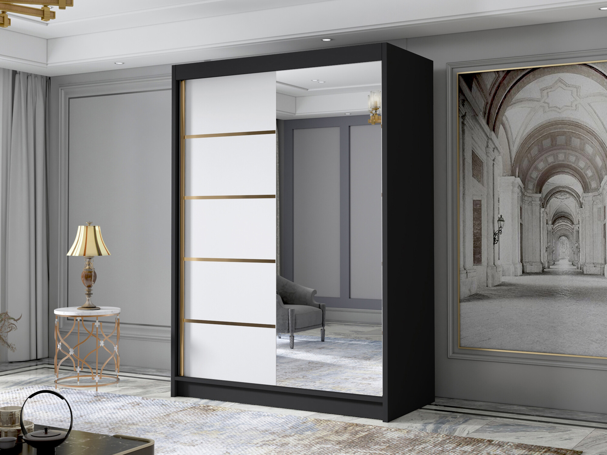 Armoire Closico Fornix III (Noir + Blanc)