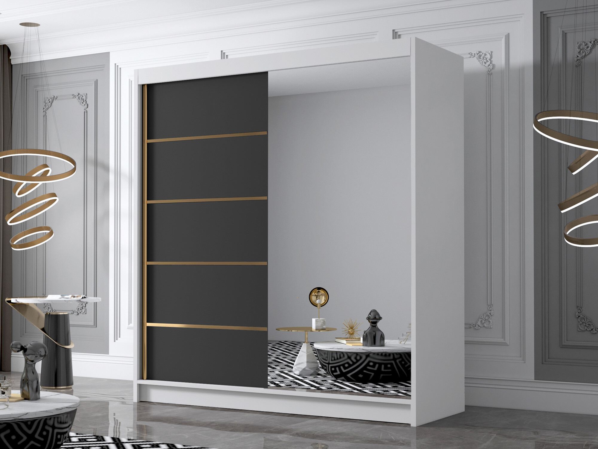 Armoire Closico Vallor III (Blanc + Noir)