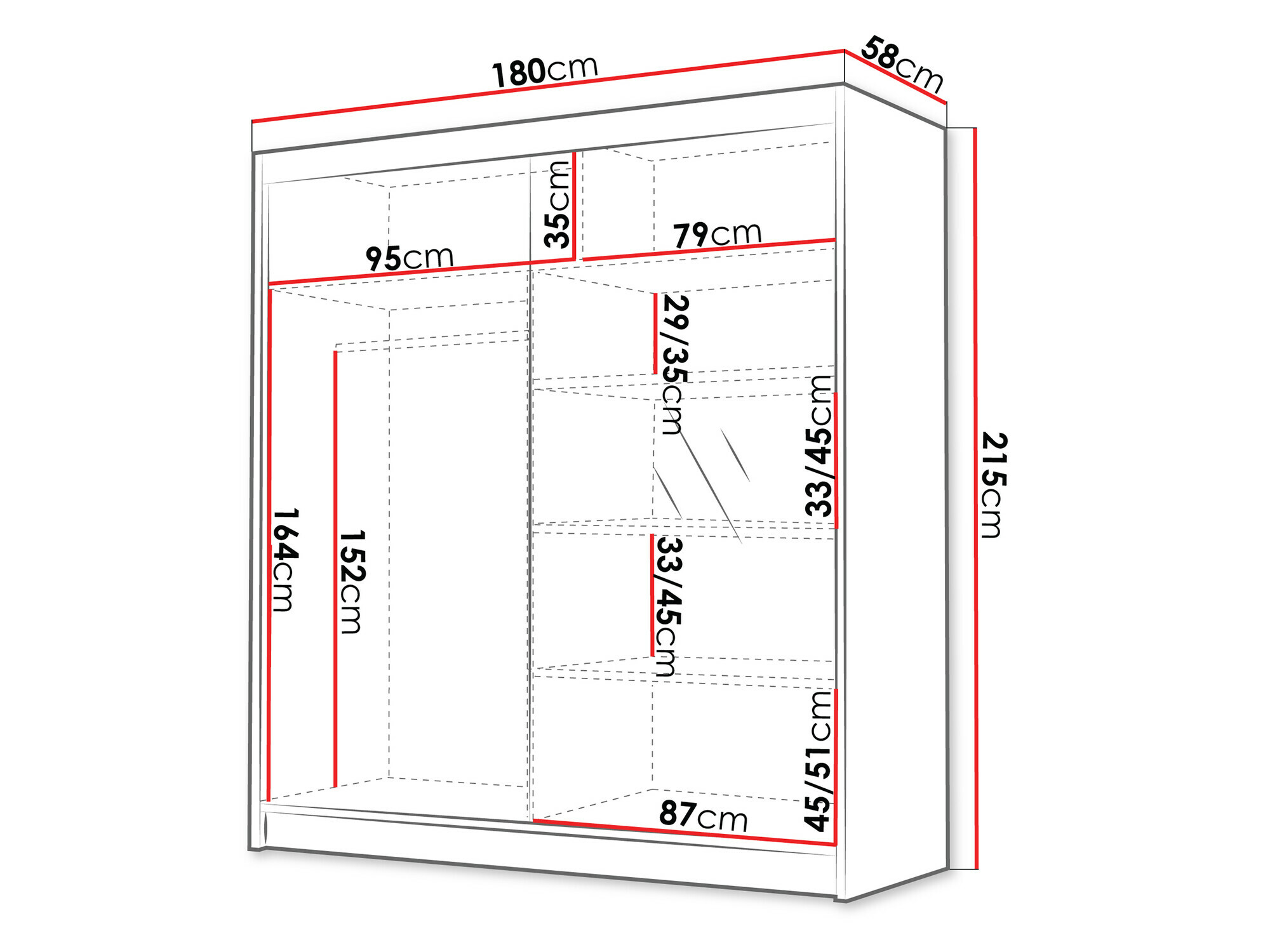 Armoire Closico Vallor III (Blanc + Noir)