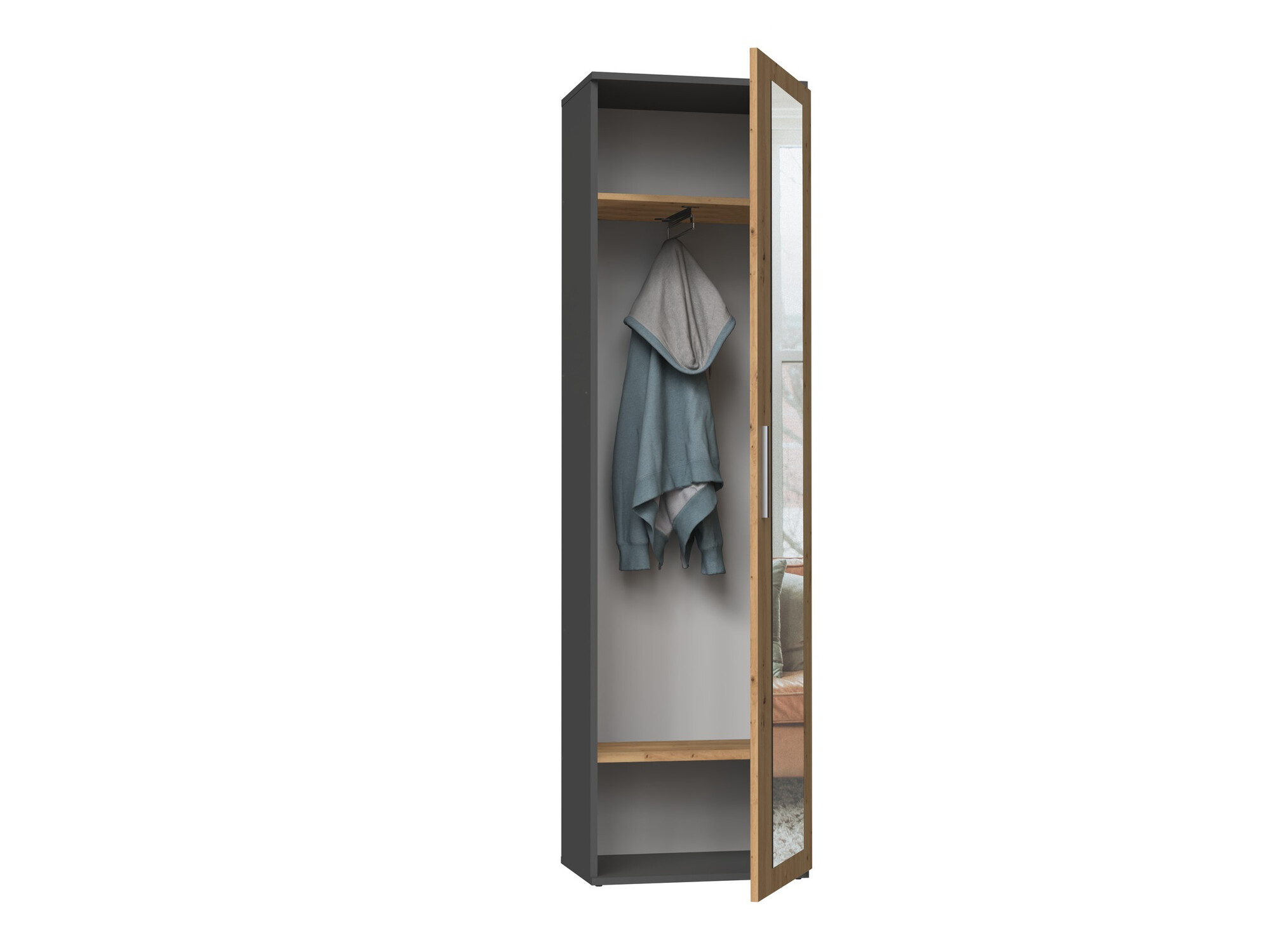Armoire Mandeville 127 (Chêne Artisan + Anthracite)