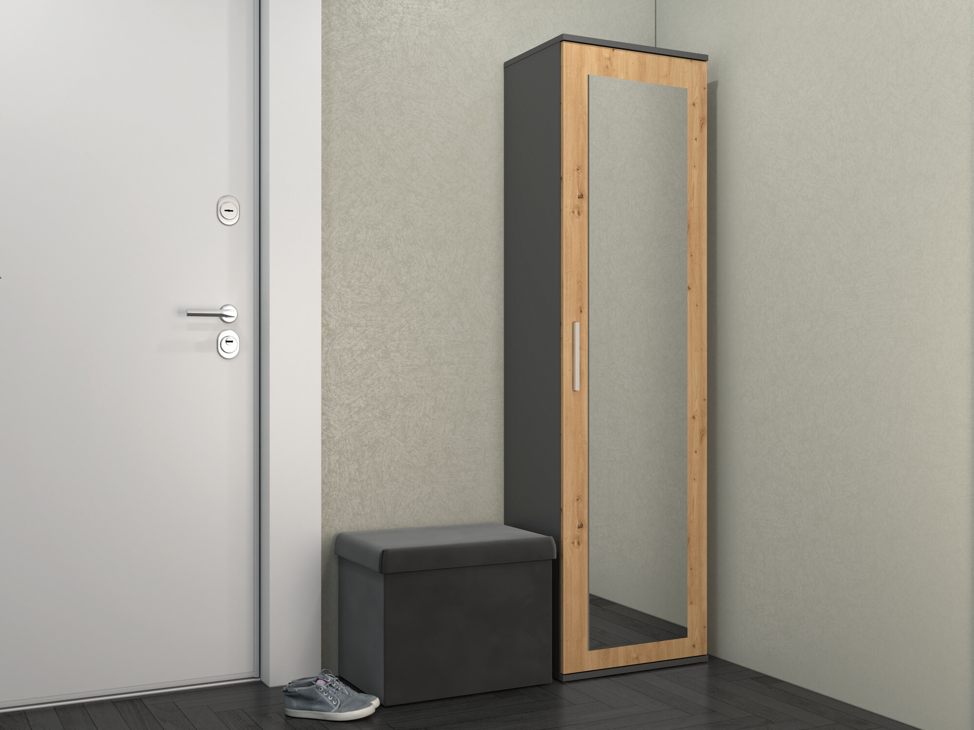 Armoire Mandeville 127 (Chêne Artisan + Anthracite)