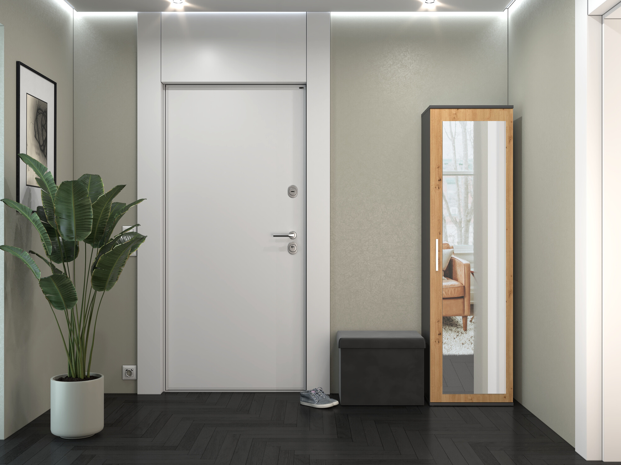 Armoire Mandeville 127 (Chêne Artisan + Anthracite)