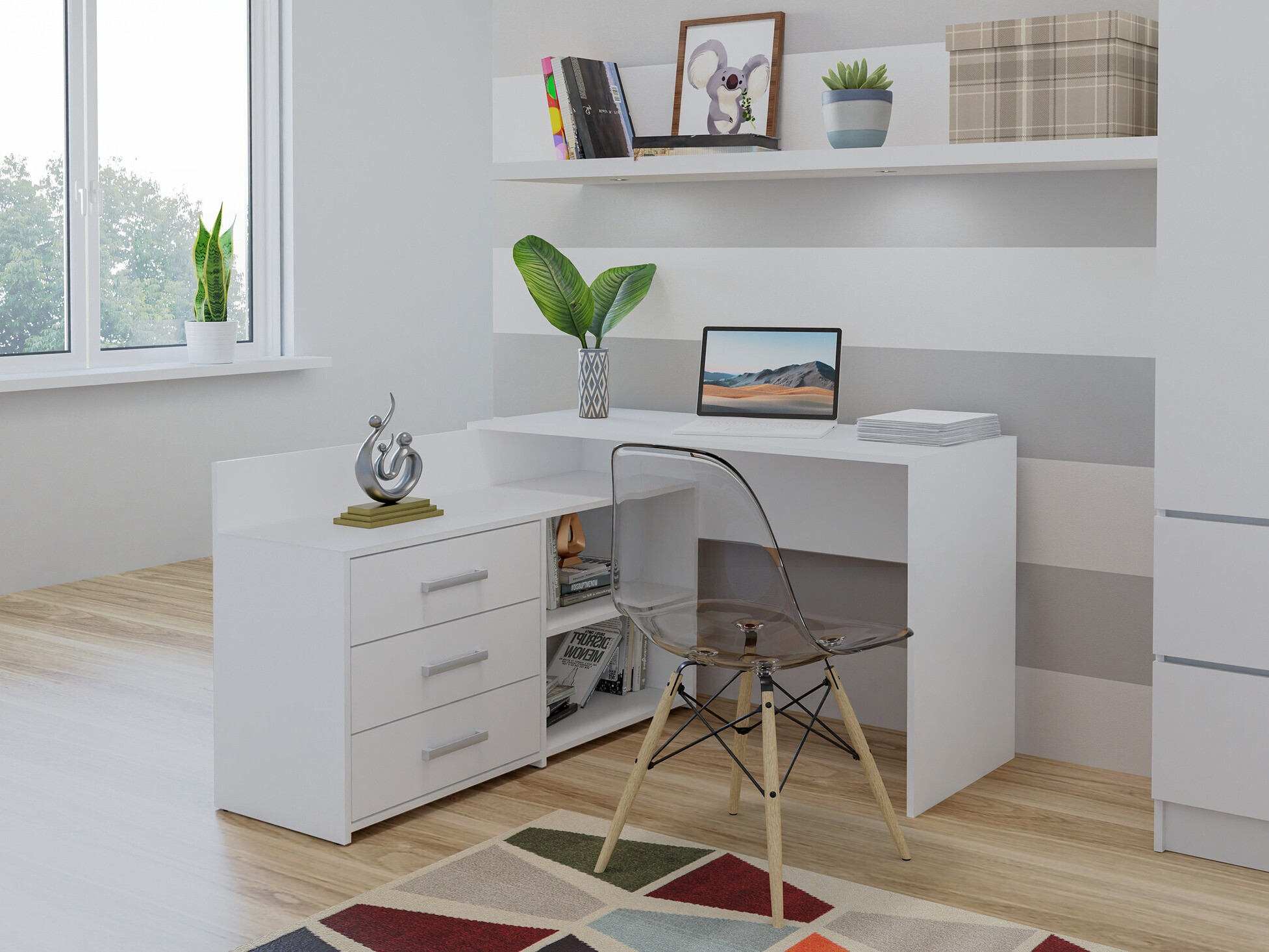 Bureau d'angle Mandeville 131 (Mat blanc)
