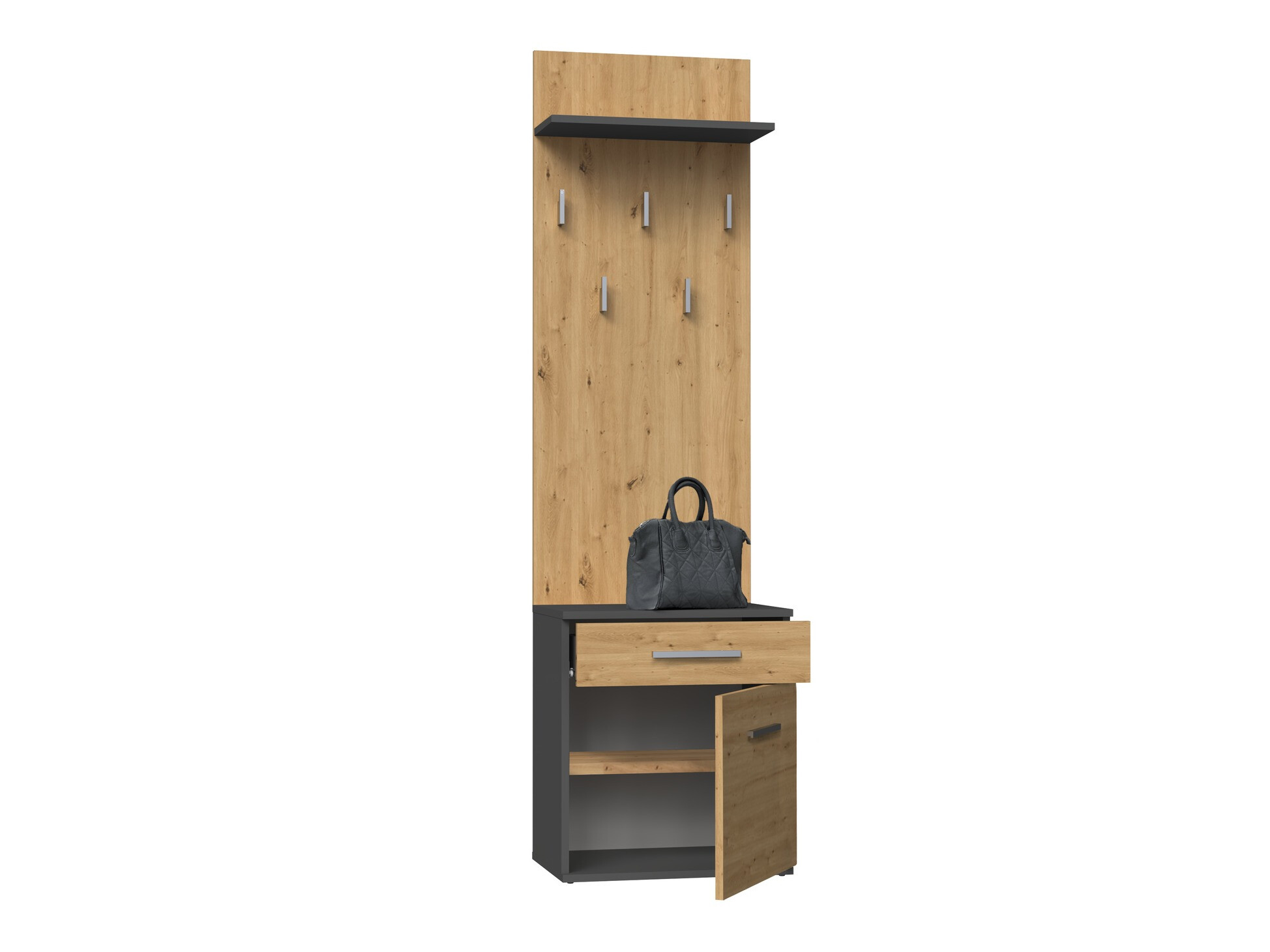 Meuble d'entrée Mandeville 129 (Chêne Artisan + Anthracite)