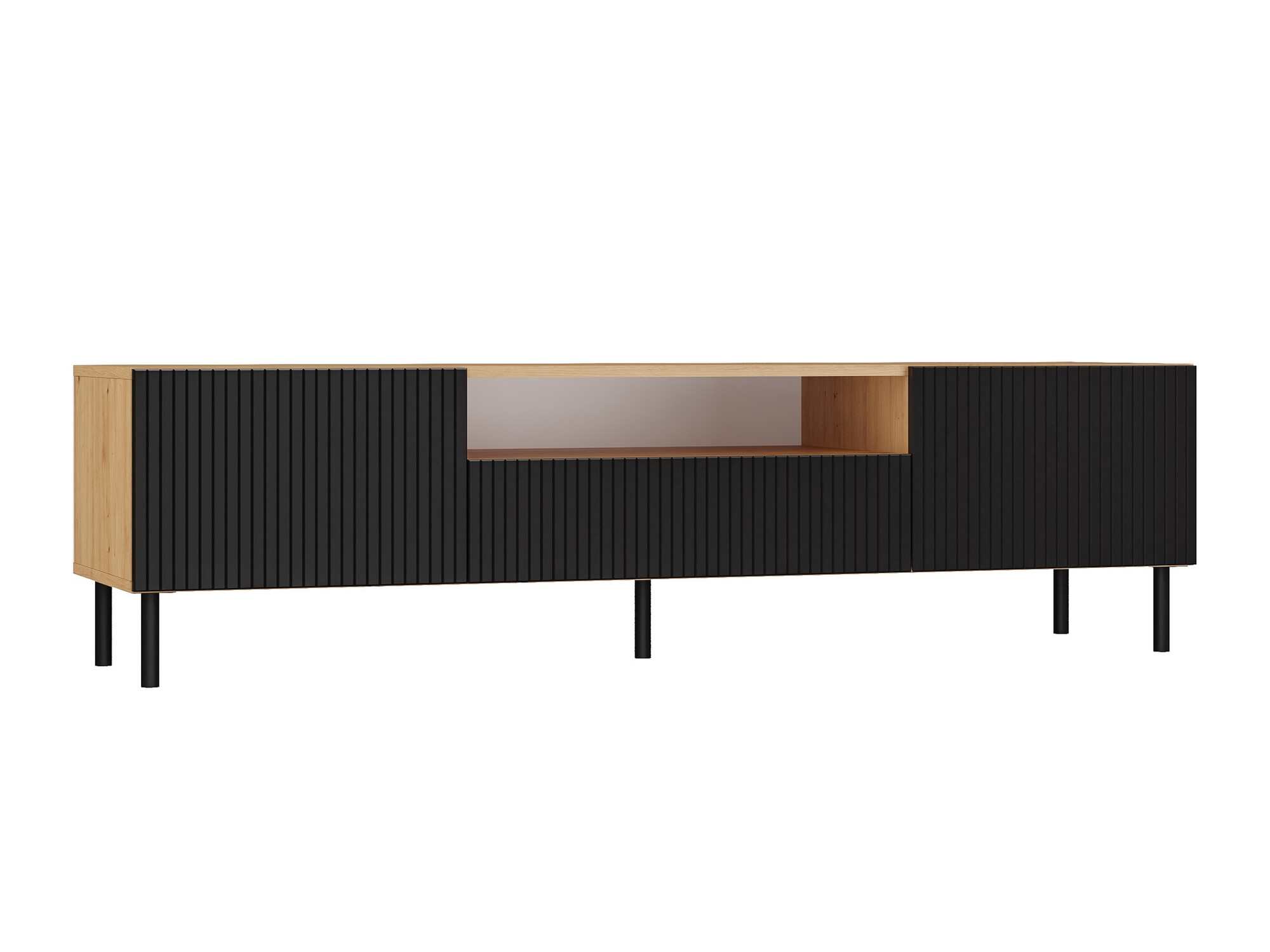 Meuble TV Romseru 105 (Noir + Chêne Artisan)