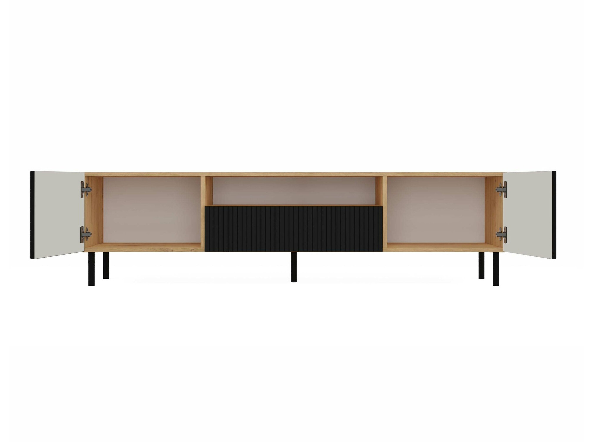 Meuble TV Romseru 105 (Noir + Chêne Artisan)