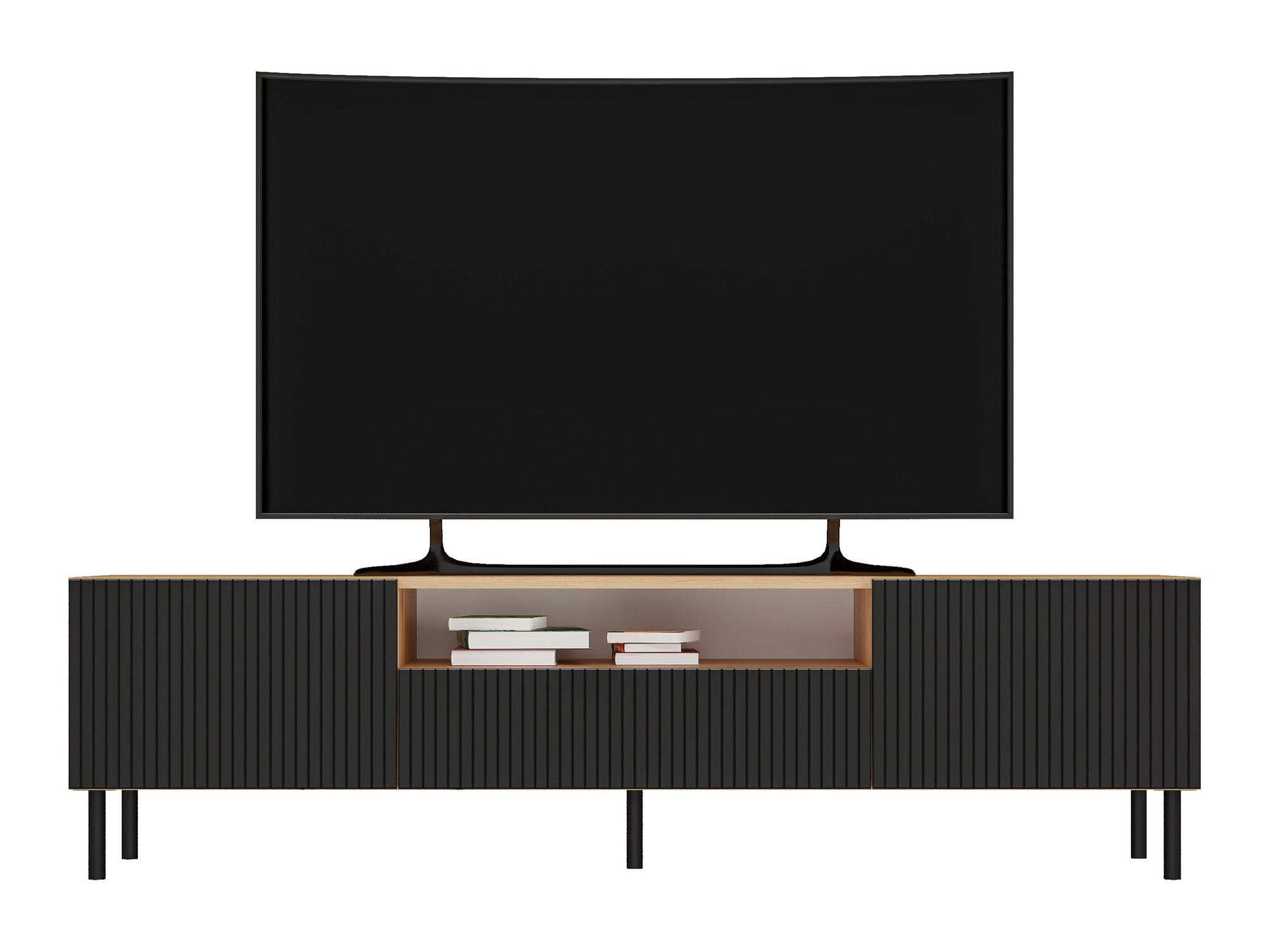 Meuble TV Romseru 105 (Noir + Chêne Artisan)