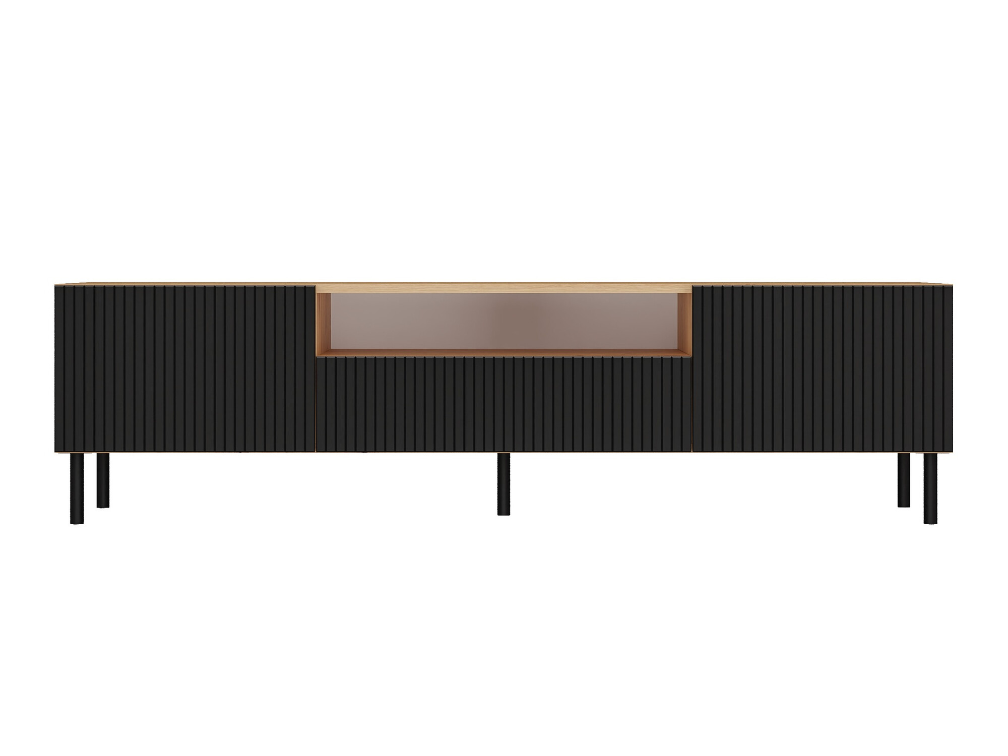 Meuble TV Romseru 105 (Noir + Chêne Artisan)