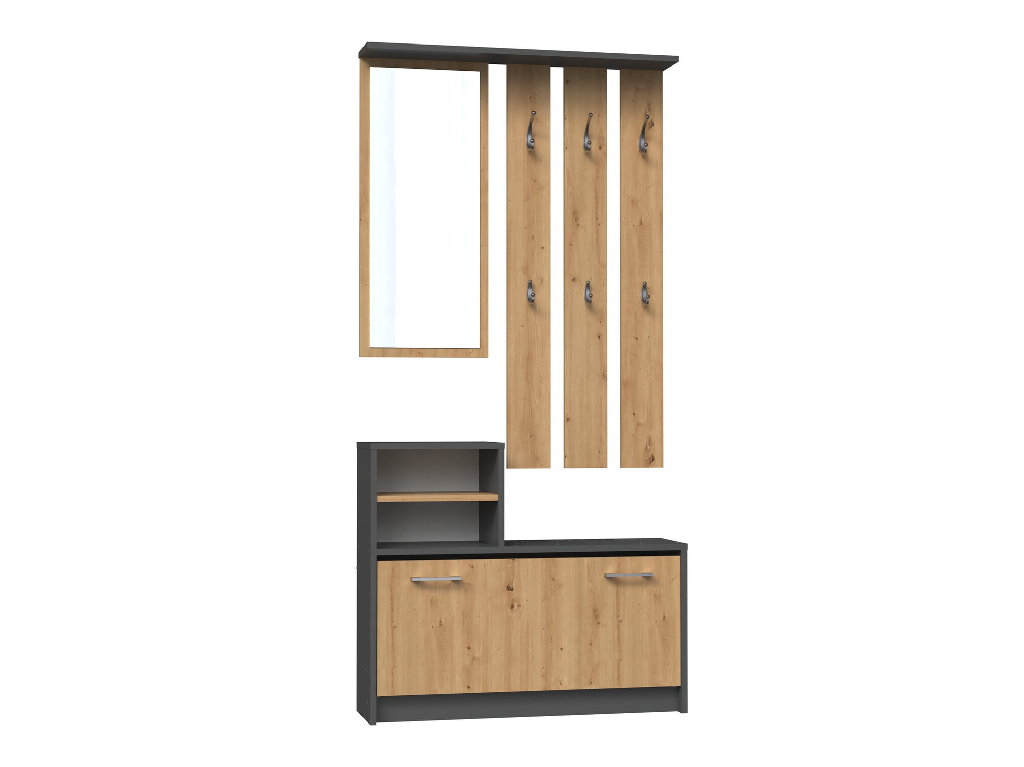 Meuble d'entrée Mandeville 144 (Chêne Artisan + Anthracite)