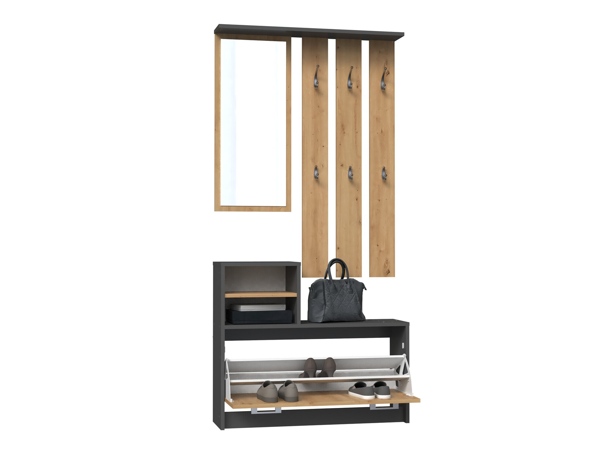 Meuble d'entrée Mandeville 144 (Chêne Artisan + Anthracite)