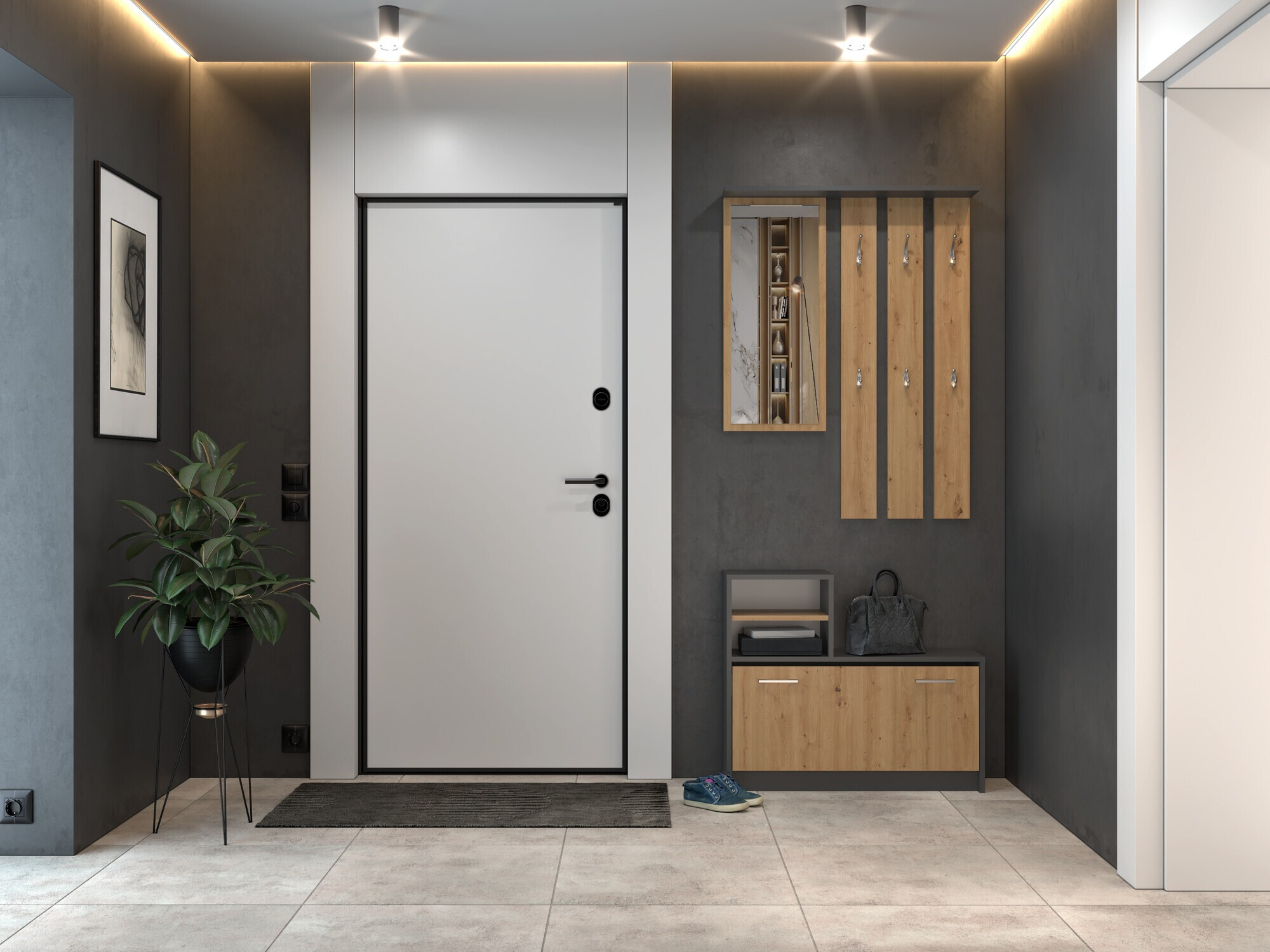 Meuble d'entrée Mandeville 144 (Chêne Artisan + Anthracite)