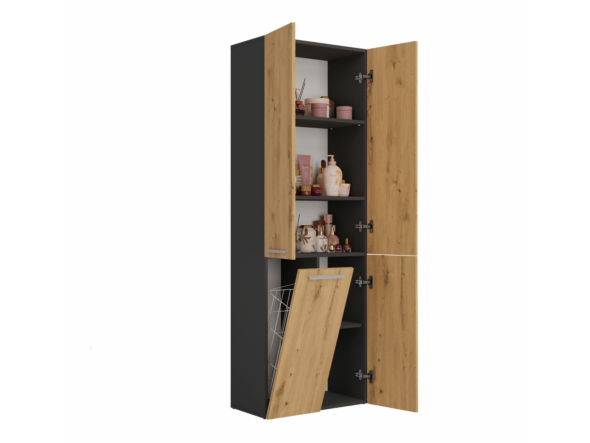 Armoire de bain à poser Nolmaru 100 (Anthracite + Chêne Artisan)