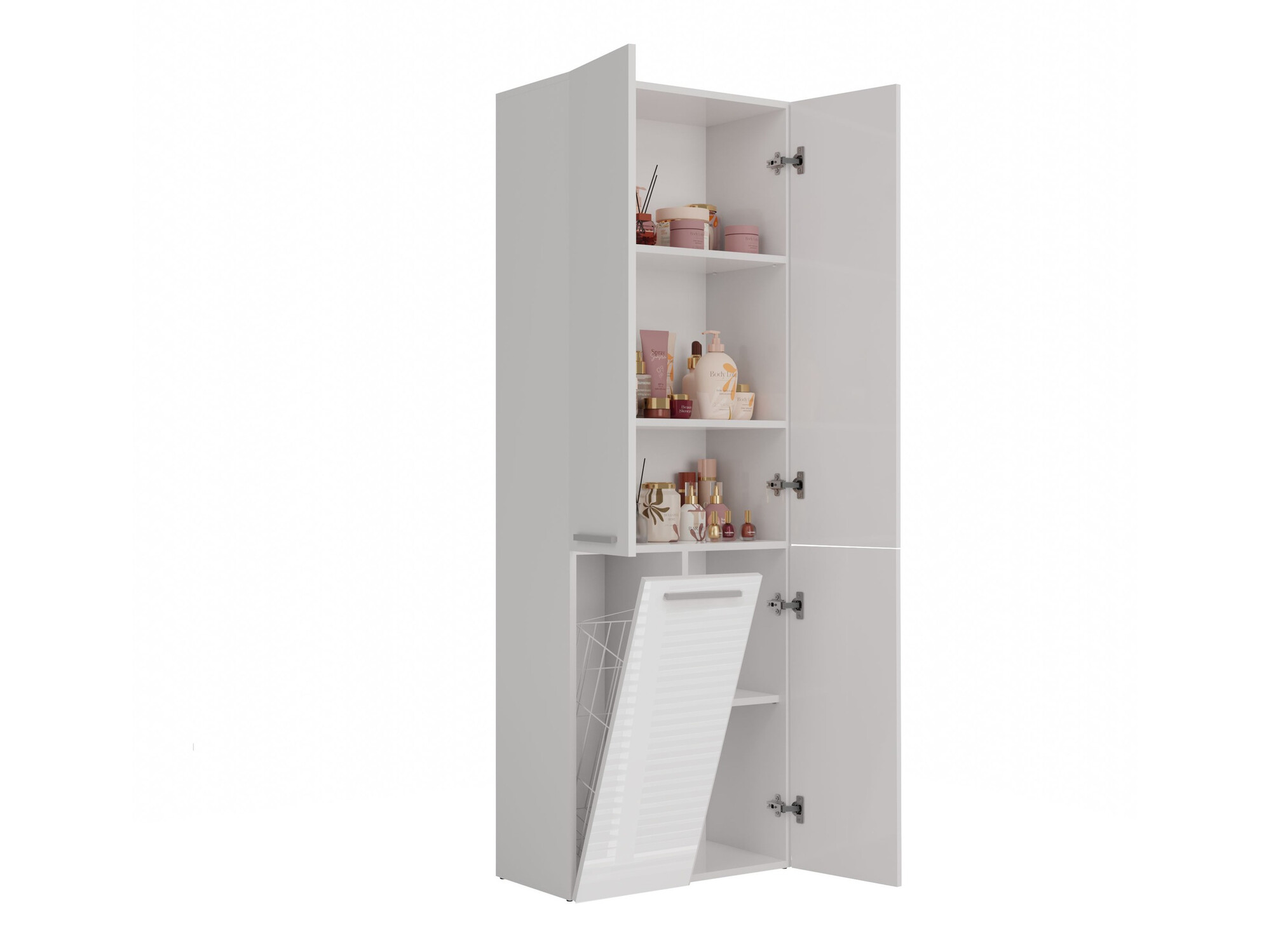 Armoire de bain à poser Nolmaru 100 (Blanc + Blanc brillant)