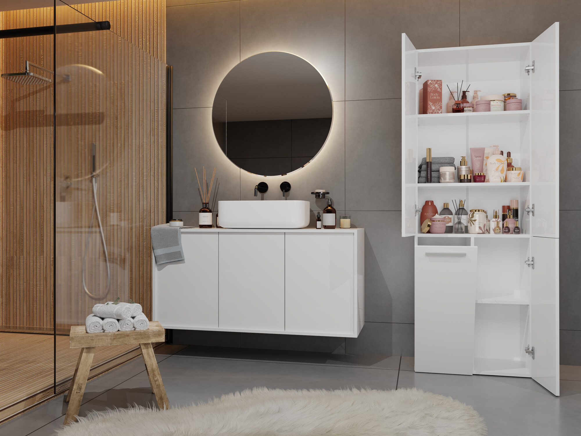 Armoire de bain à poser Nolmaru 100 (Blanc)
