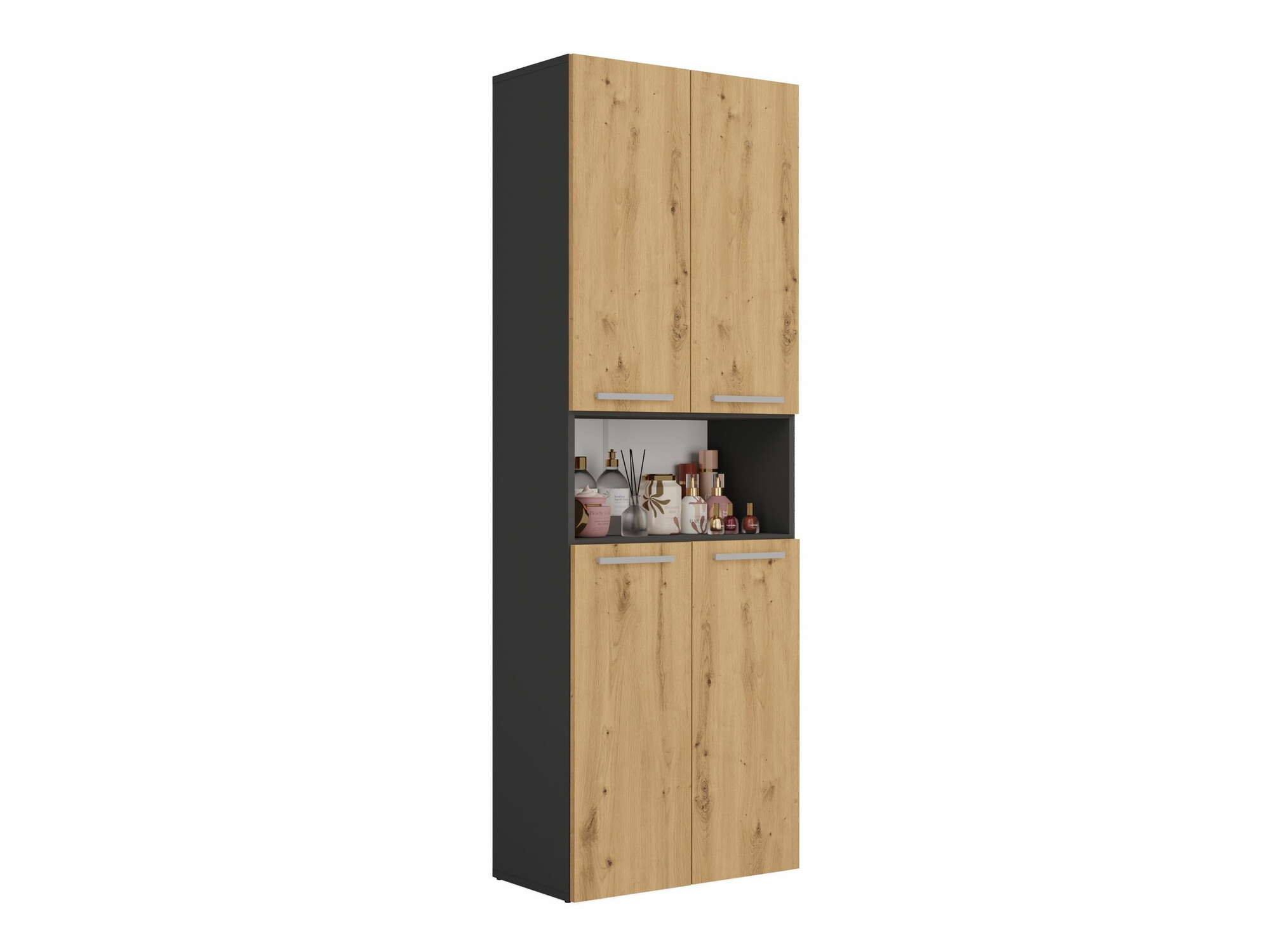 Armoire de bain à poser Nolmaru 101 (Anthracite + Chêne Artisan)