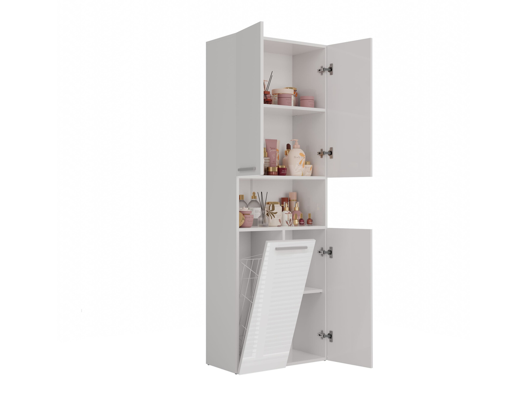 Armoire de bain à poser Nolmaru 101 (Blanc + Blanc brillant)