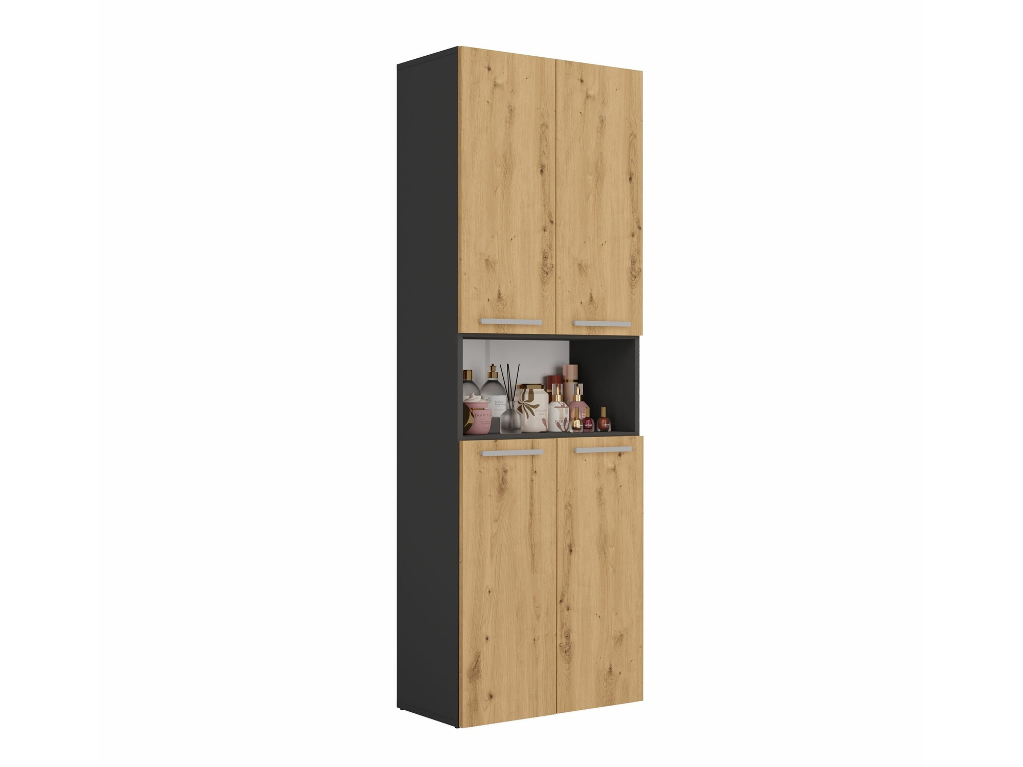 Armoire de bain à poser Nolmaru 103 (Anthracite + Chêne Artisan)
