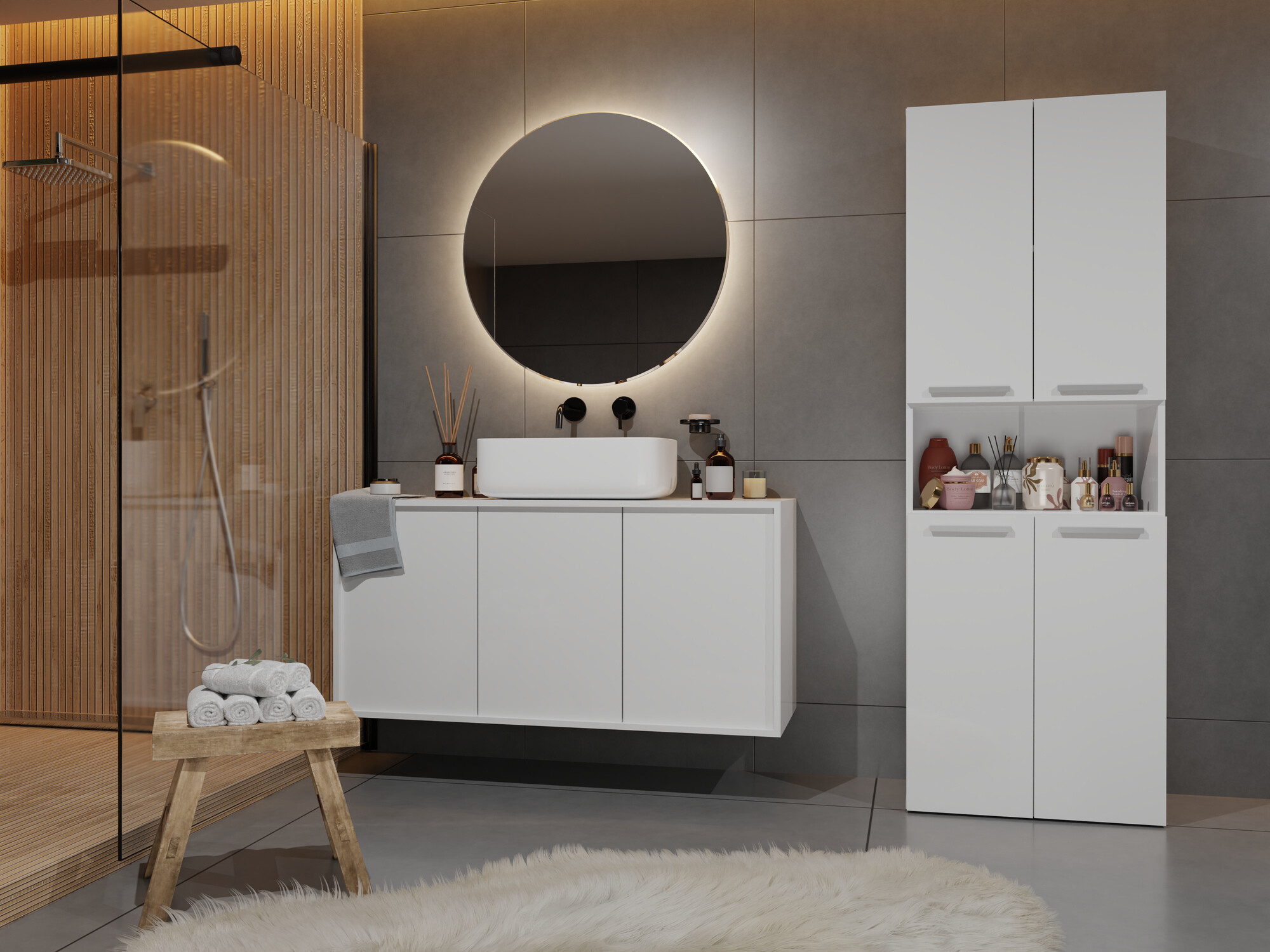Armoire de bain à poser Nolmaru 103 (Blanc)
