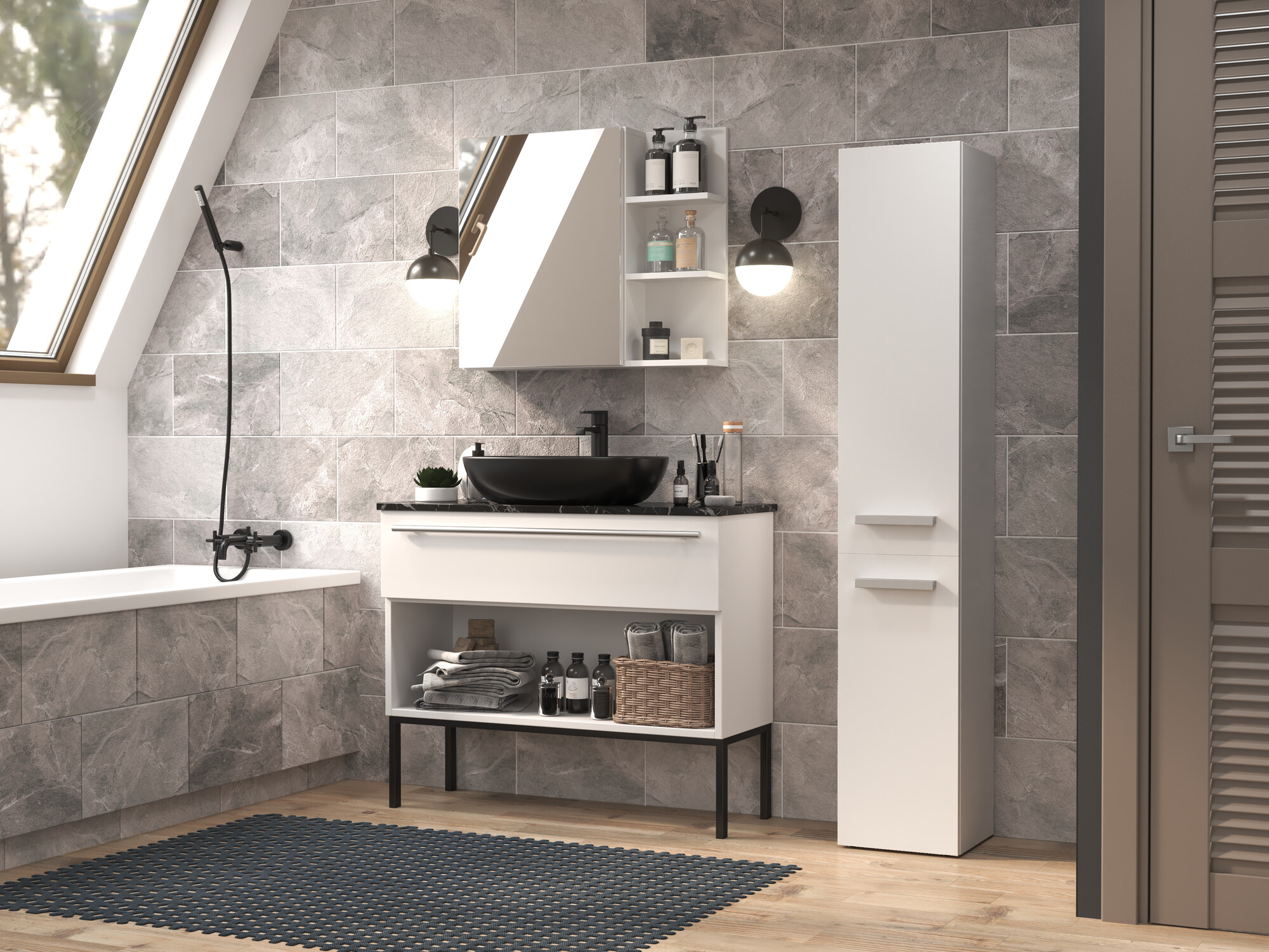 Armoire de bain à poser Nolmaru 105 (Blanc)