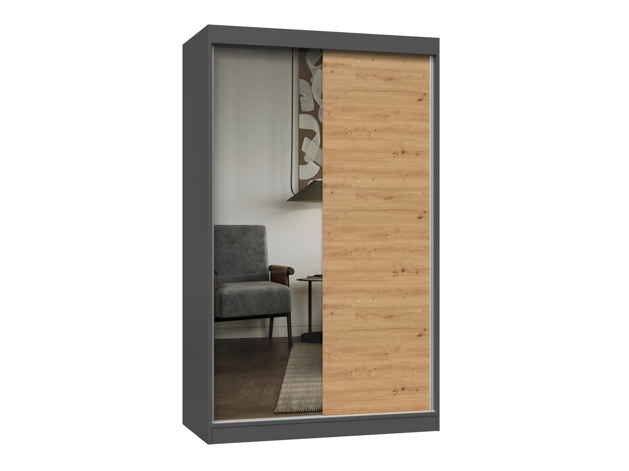 Armoire Mandeville 155 (Anthracite + Chêne Artisan)