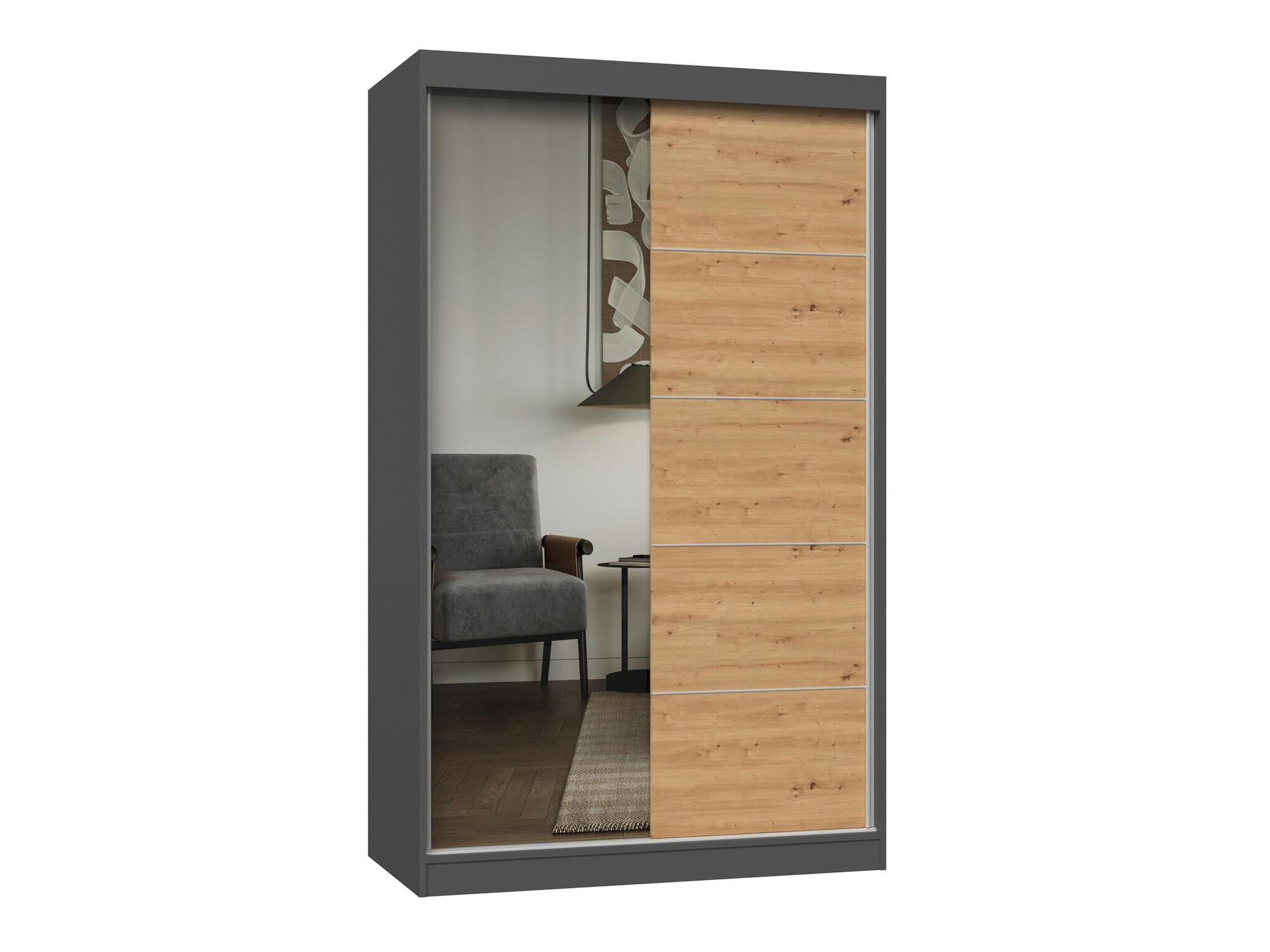 Armoire Mandeville 157 (Anthracite + Chêne Artisan)