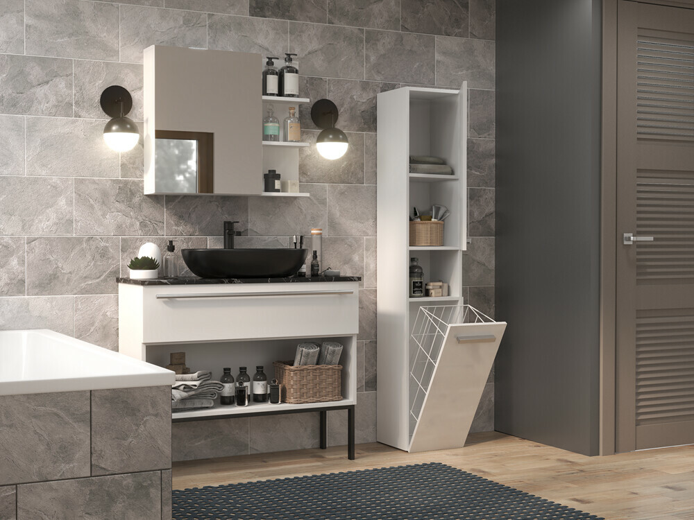 Armoire de bain à poser Nolmaru 106 (Blanc)