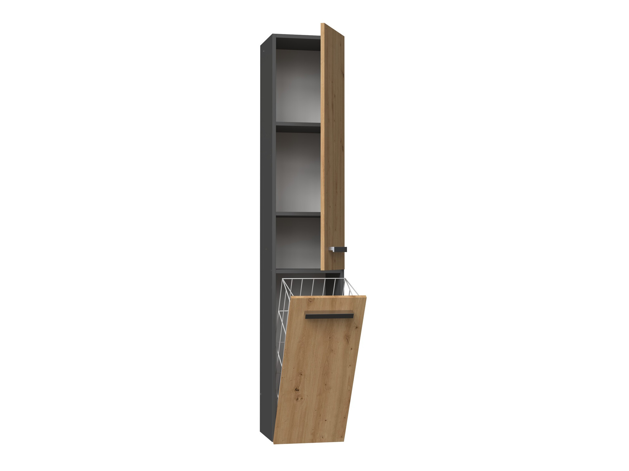Armoire de bain à poser Nolmaru 107 (Anthracite + Chêne Artisan)