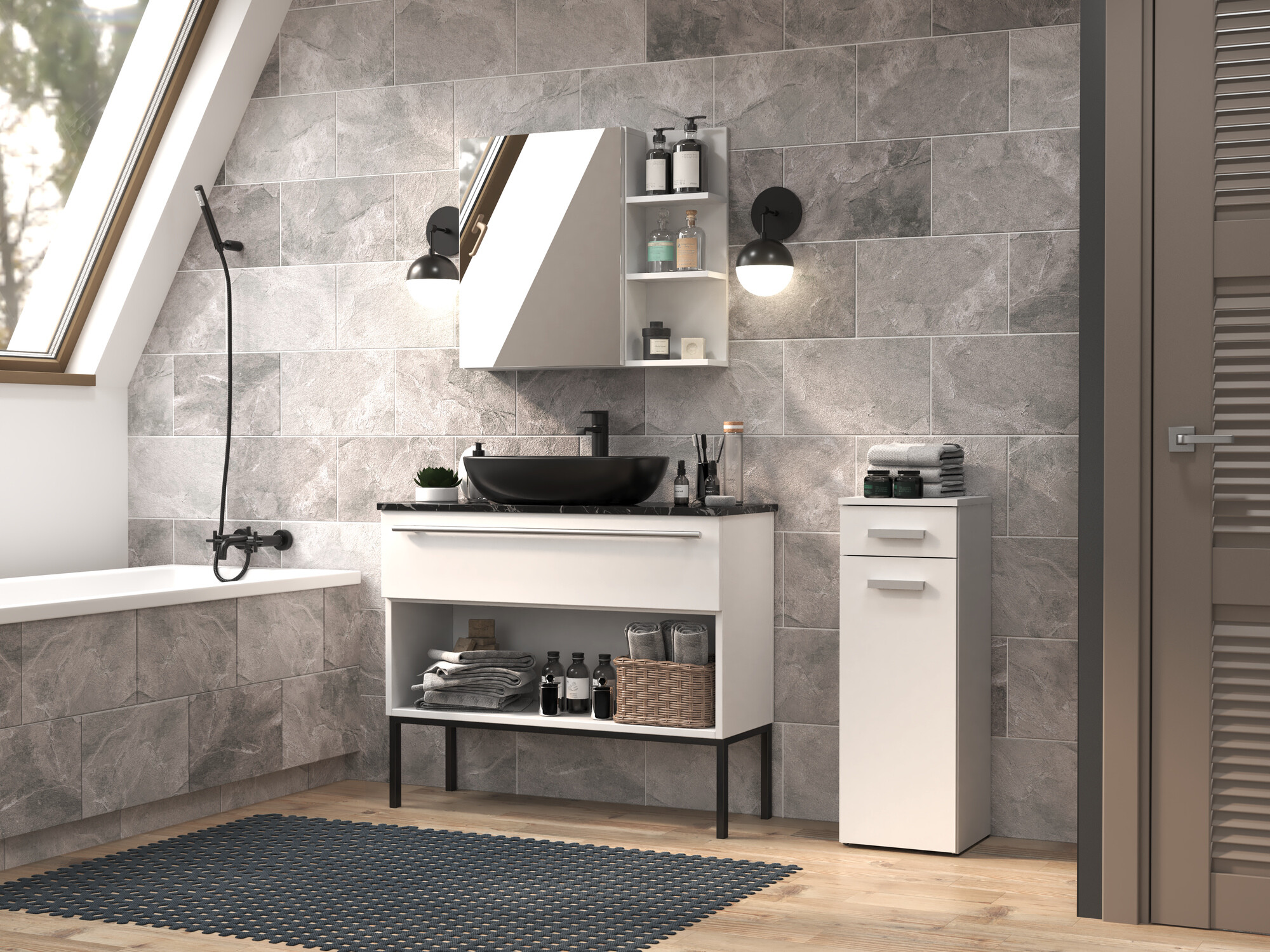Armoire de bain à poser Nolmaru 109 (Blanc)