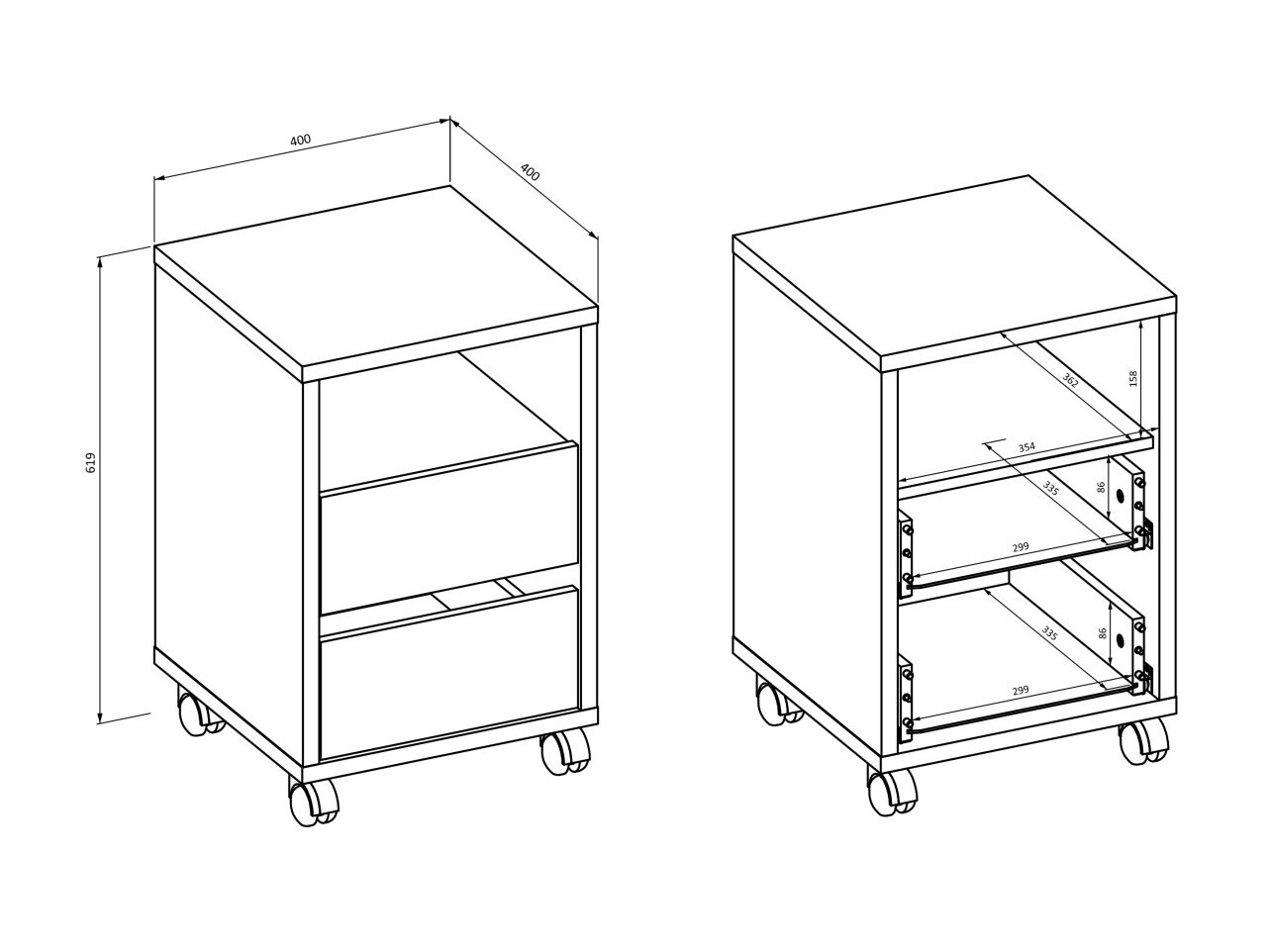 Tiroirs de bureau Austin 346 (Blanc)