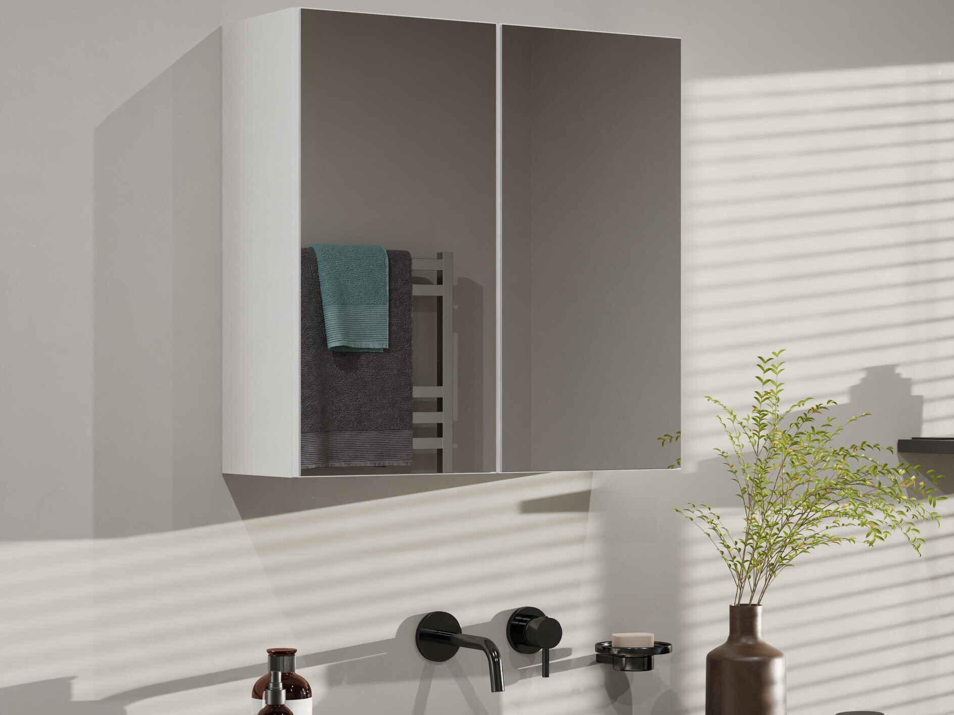 Armoire à miroir de salle de bains Balelbo 101 (Blanc)
