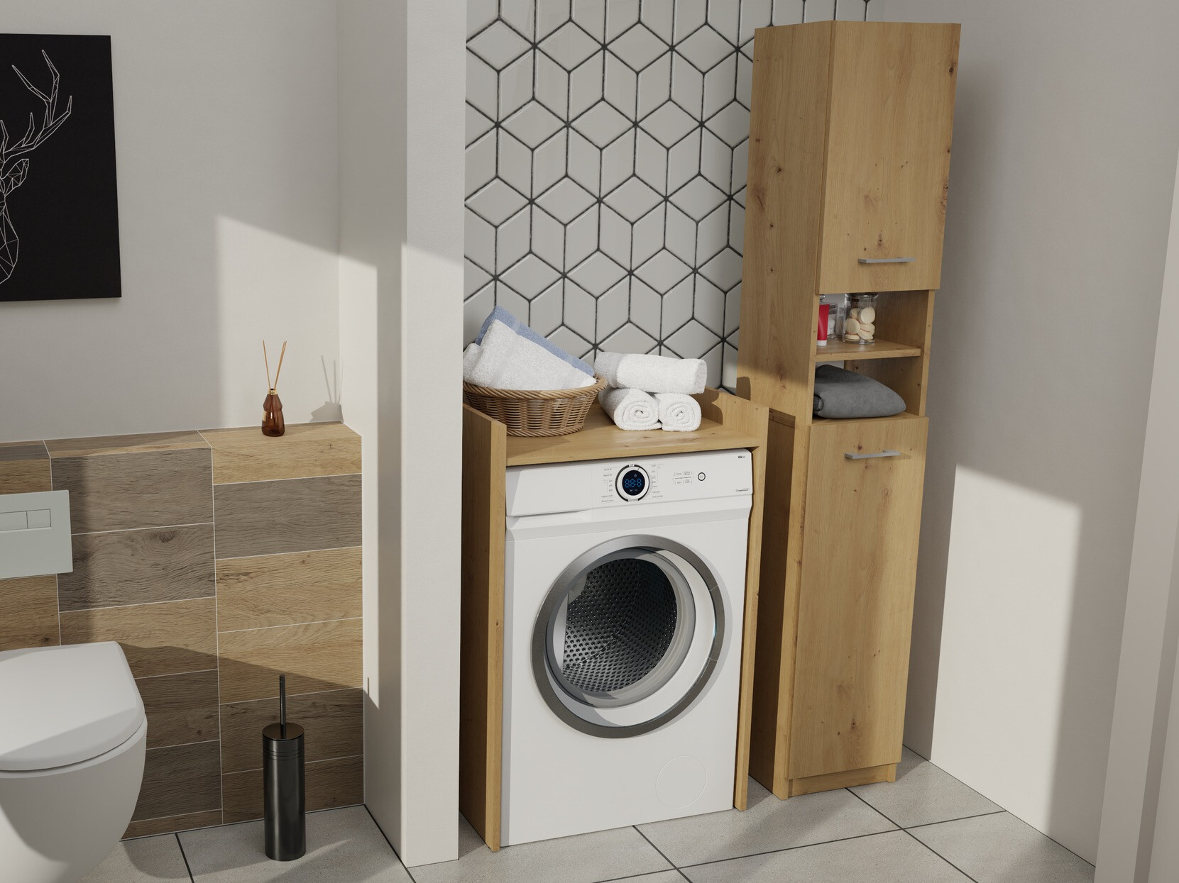 Armoire de bain à poser Balelbo 102 (Chêne Artisan)