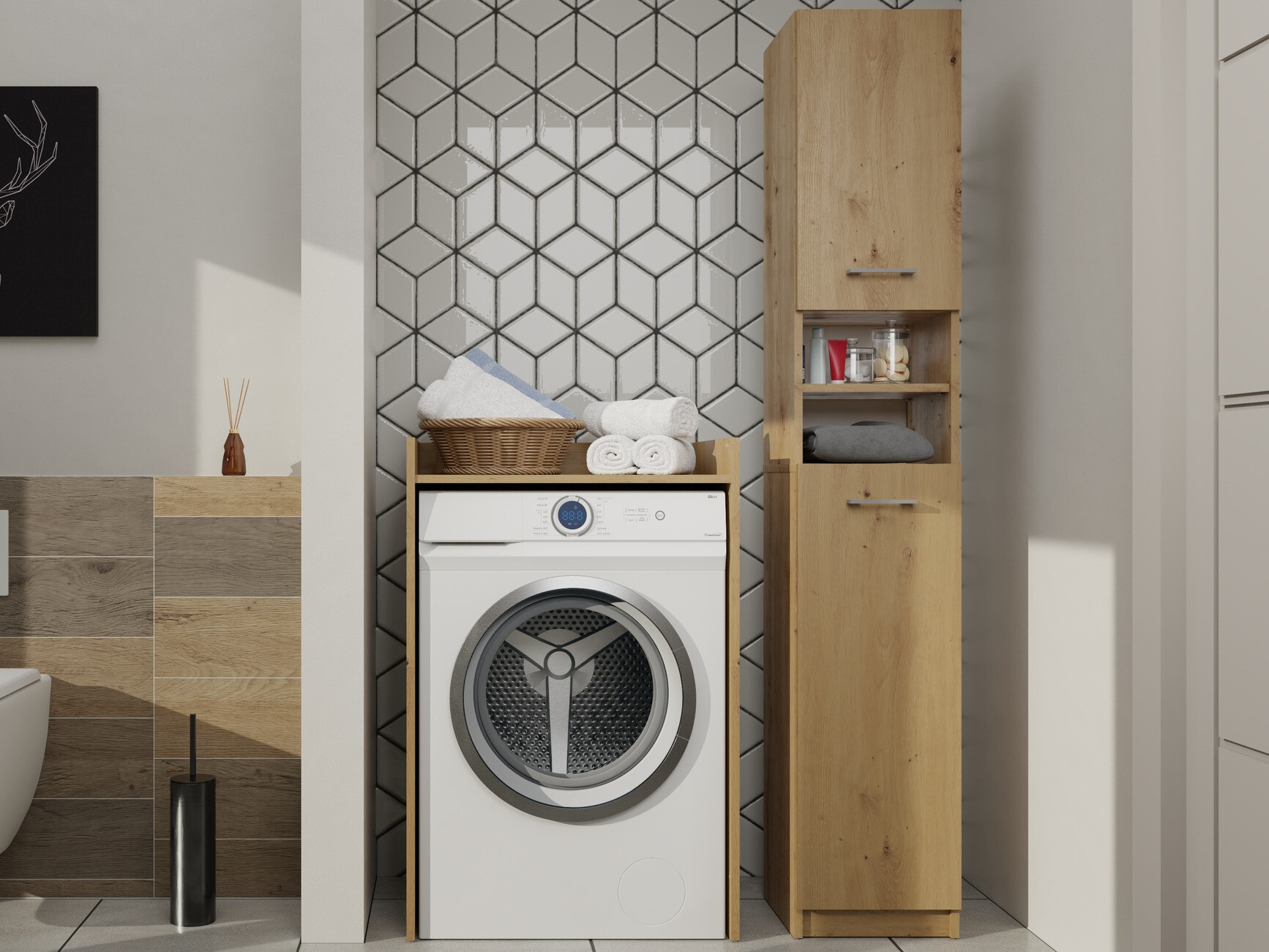 Armoire de bain à poser Balelbo 102 (Chêne Artisan)