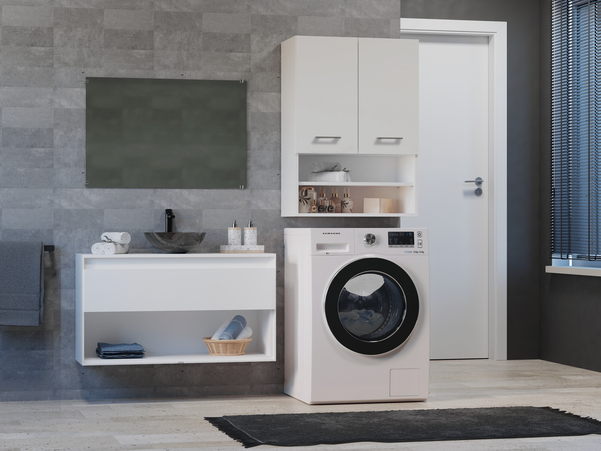Armoire de salle de bain murale Balelbo 106 (Blanc)