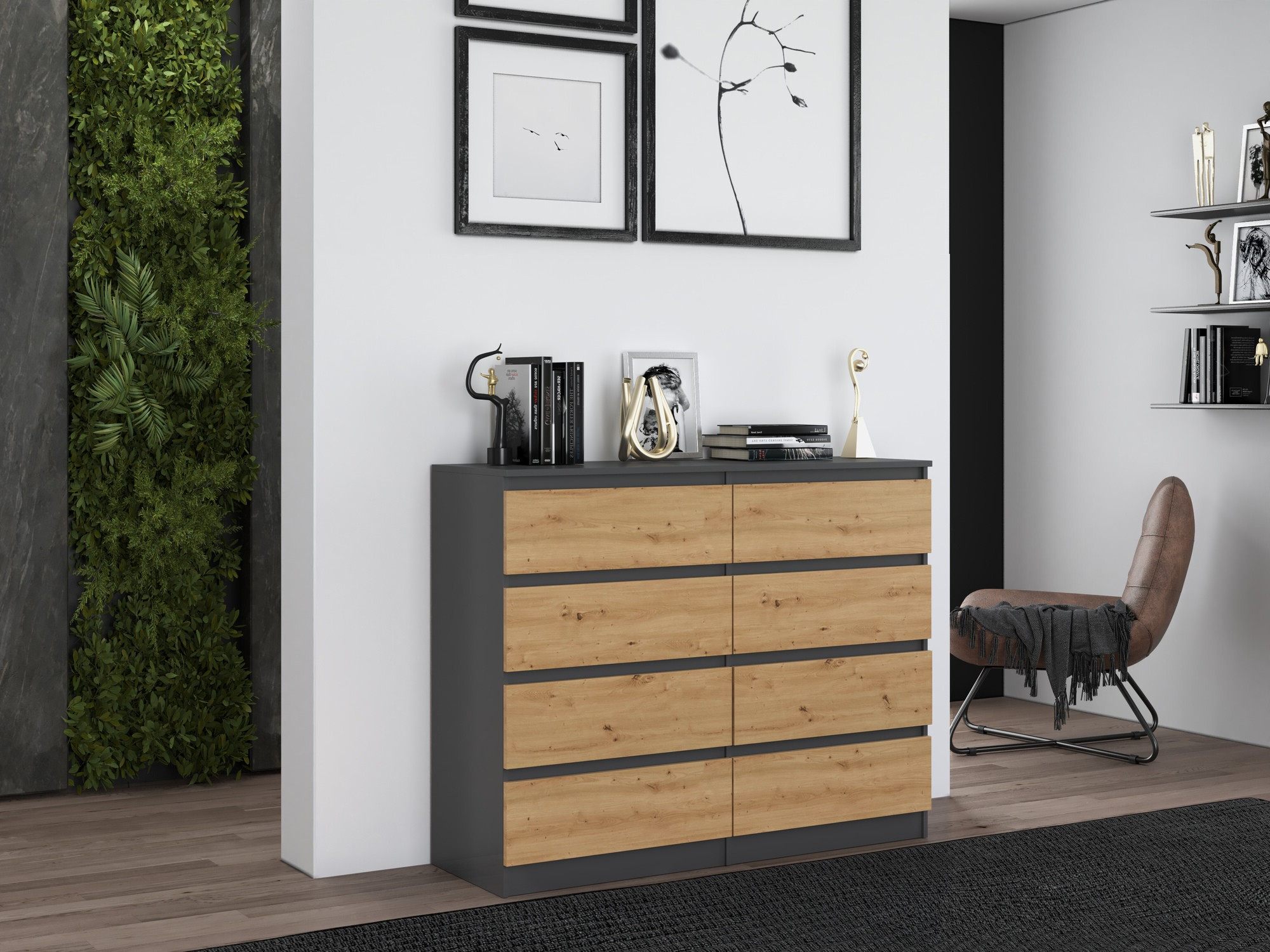 Commode Elbvelu 101 (Anthracite + Chêne Artisan)