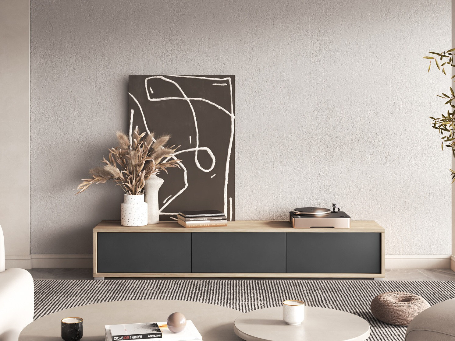 Meuble TV Austin 324 (Chêne + Anthracite)