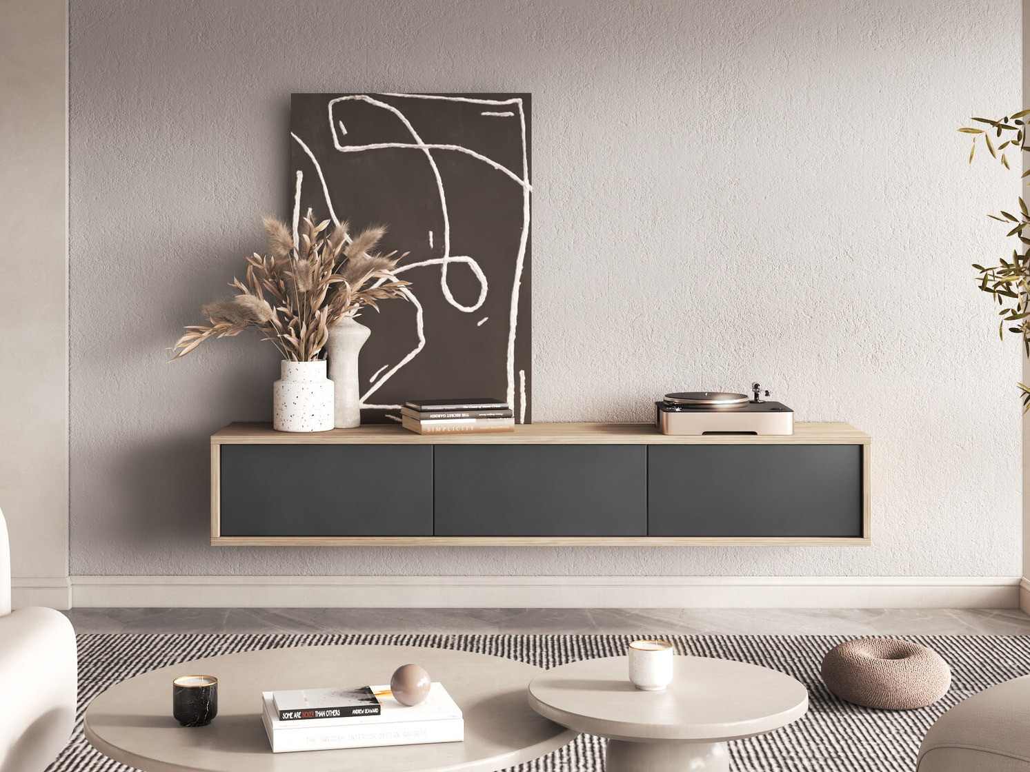 Meuble TV Austin 324 (Chêne + Anthracite)