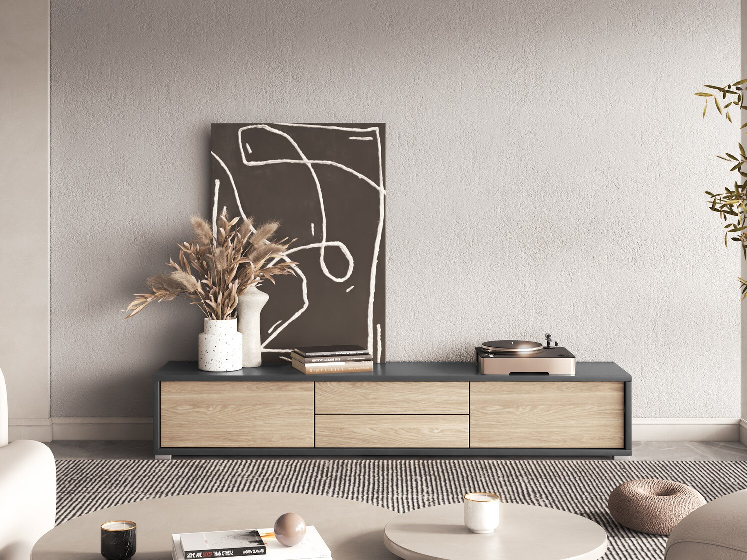 Meuble TV Austin 325 (Anthracite + Chêne)