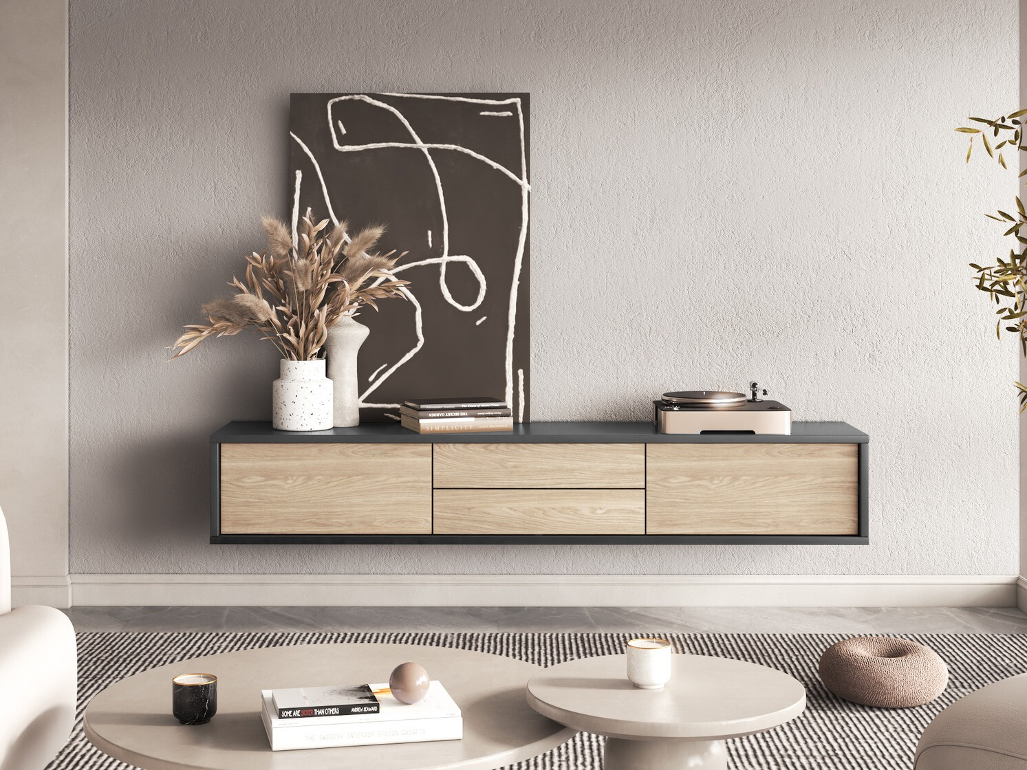 Meuble TV Austin 325 (Anthracite + Chêne)