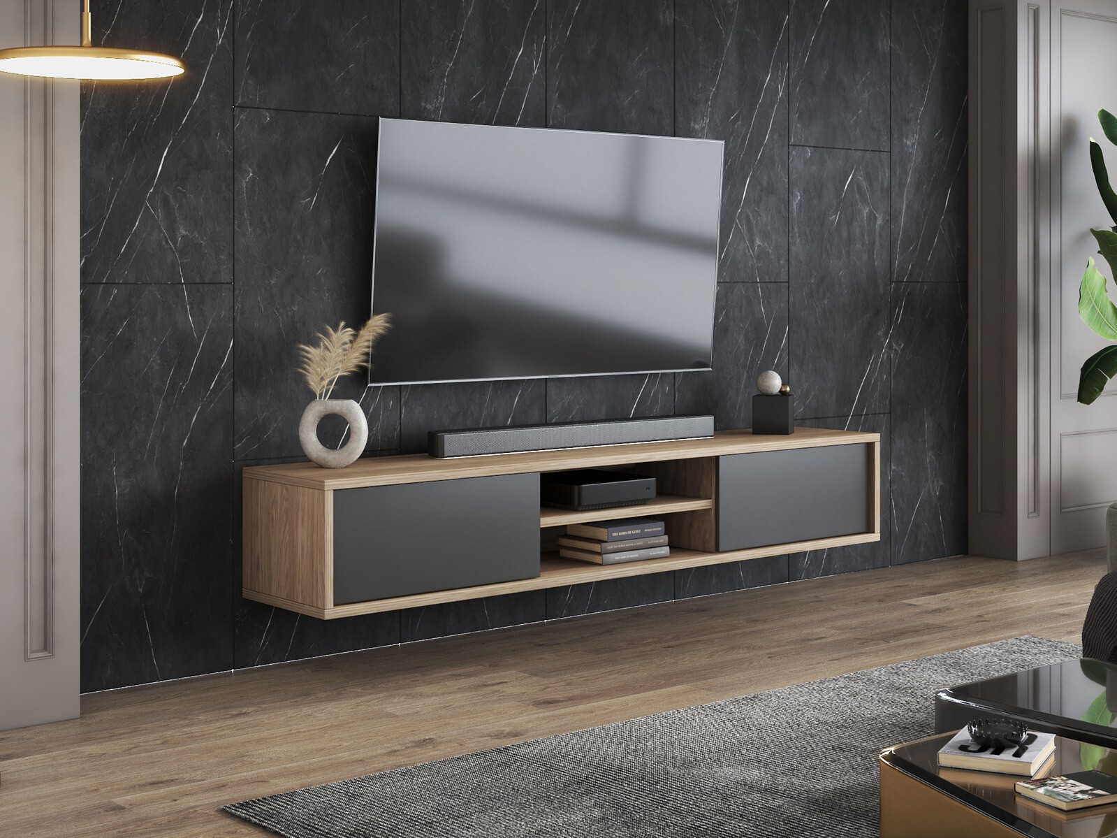 Meuble TV Austin 326 (Chêne + Anthracite)