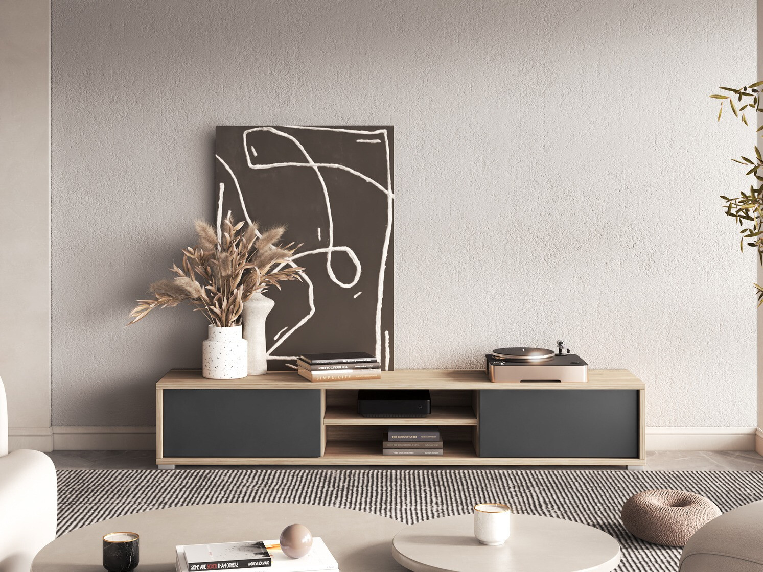 Meuble TV Austin 326 (Chêne + Anthracite)