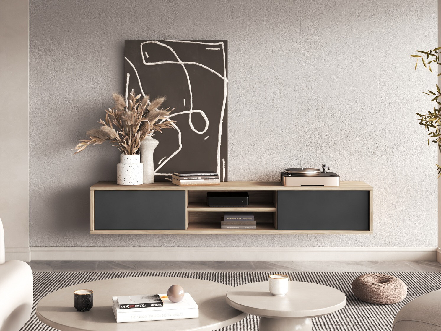 Meuble TV Austin 326 (Chêne + Anthracite)