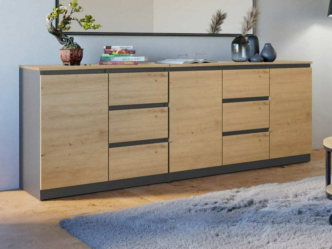 Commode Elbvelu 109 (Anthracite + Chêne Artisan)