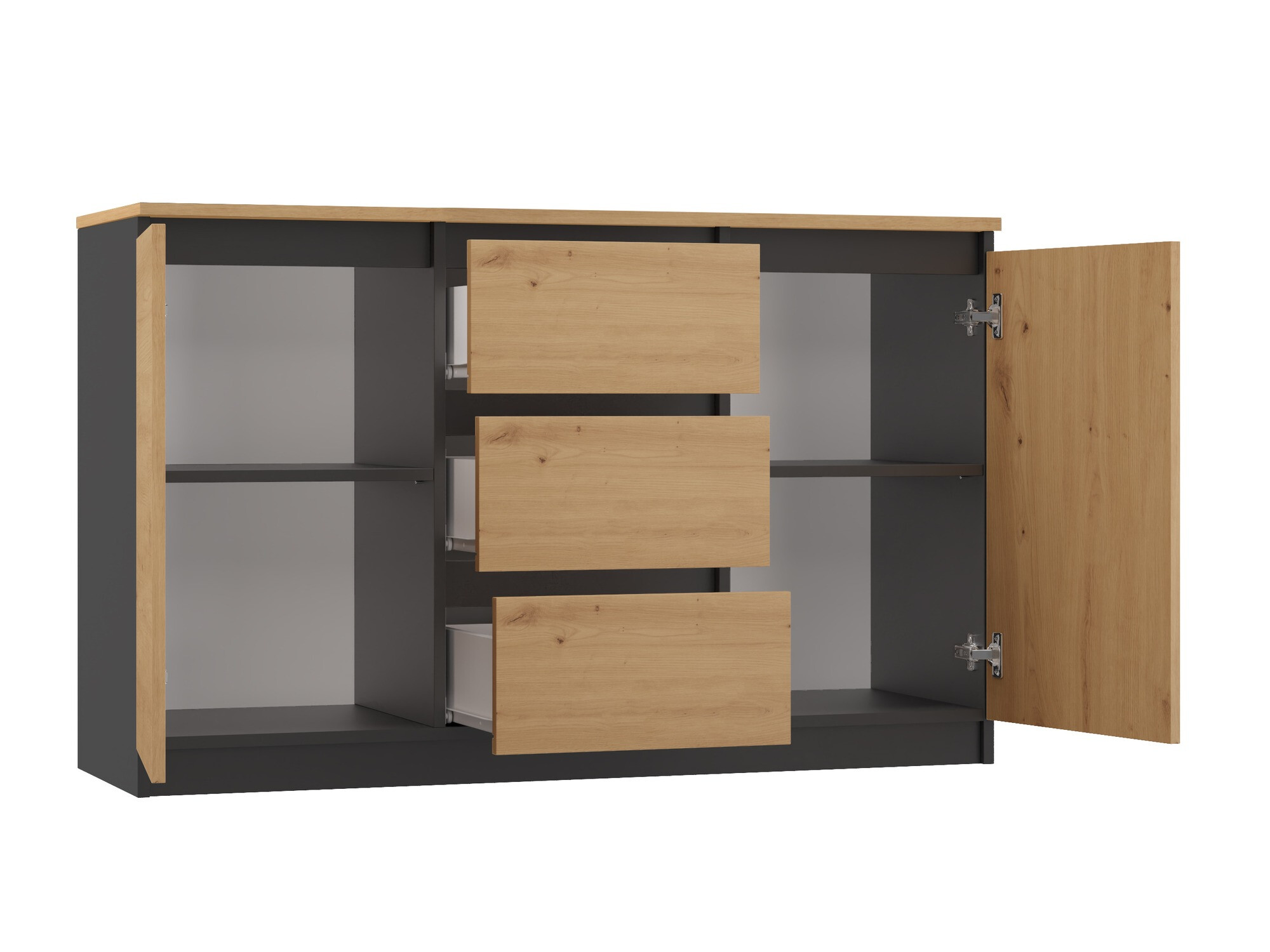 Commode Elbvelu 109 (Anthracite + Chêne Artisan)