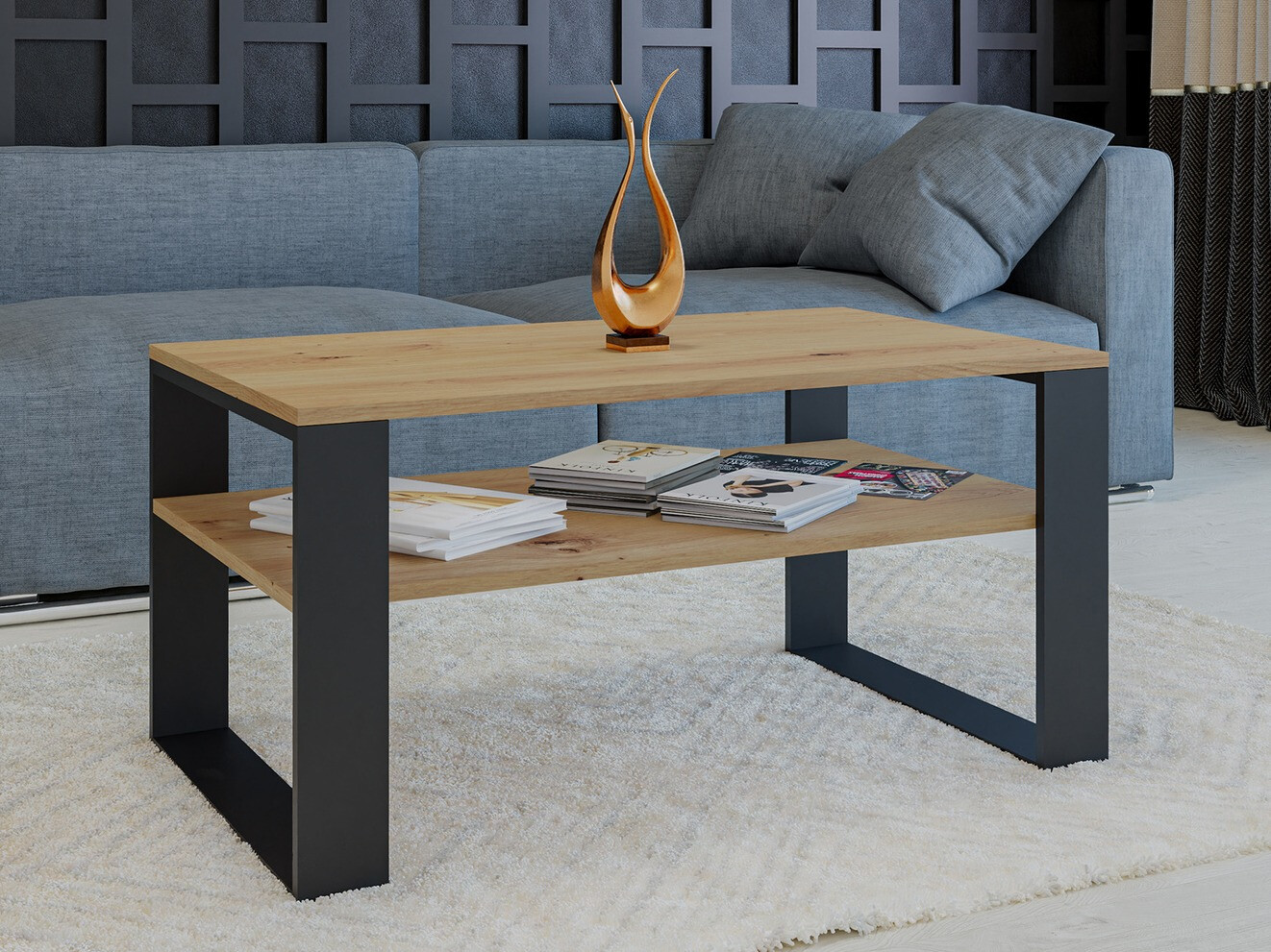 Table basse Mandeville 208 (Chêne Artisan + Noir)