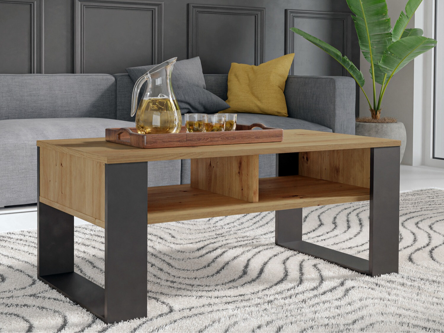 Table basse Mandeville 209 (Chêne Artisan + Noir)
