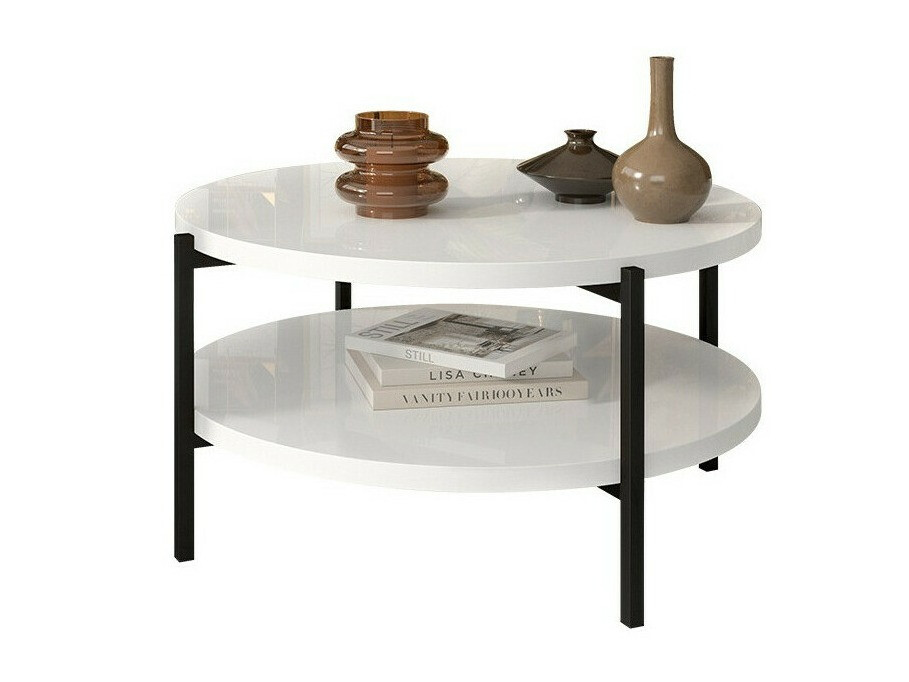 Table basse Providence 177 (Blanc brillant + Noir)