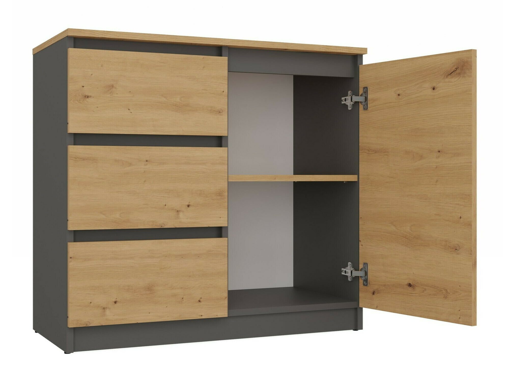 Commode Elbvelu 109 (Anthracite + Chêne Artisan)