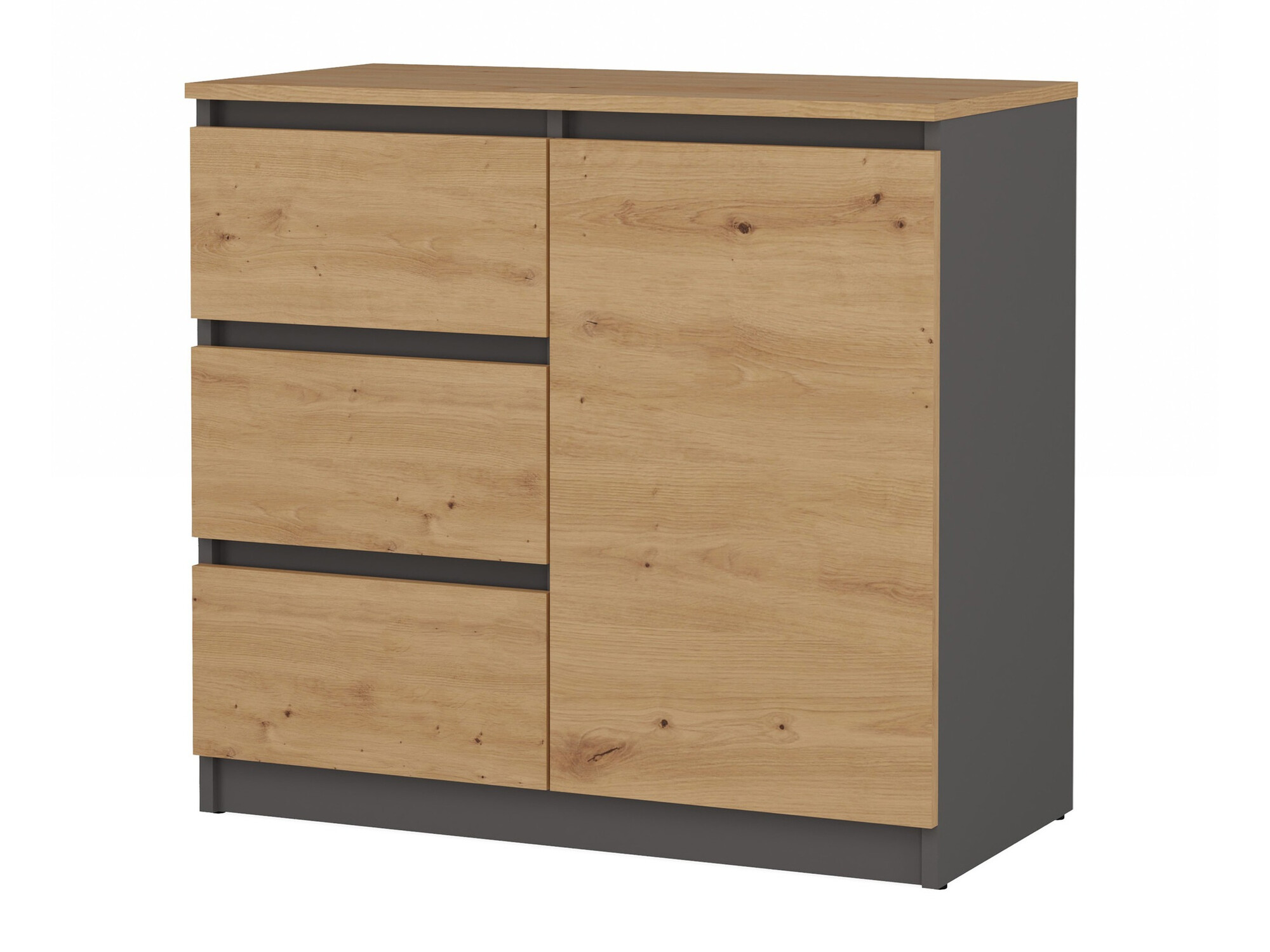 Commode Elbvelu 110 (Chêne Artisan + Anthracite)